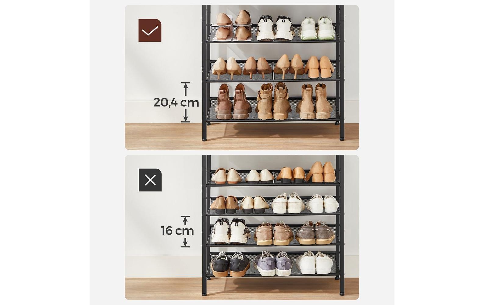 VASAGLE Schuhstapler »75 x 93 cm Braun/Schwarz«