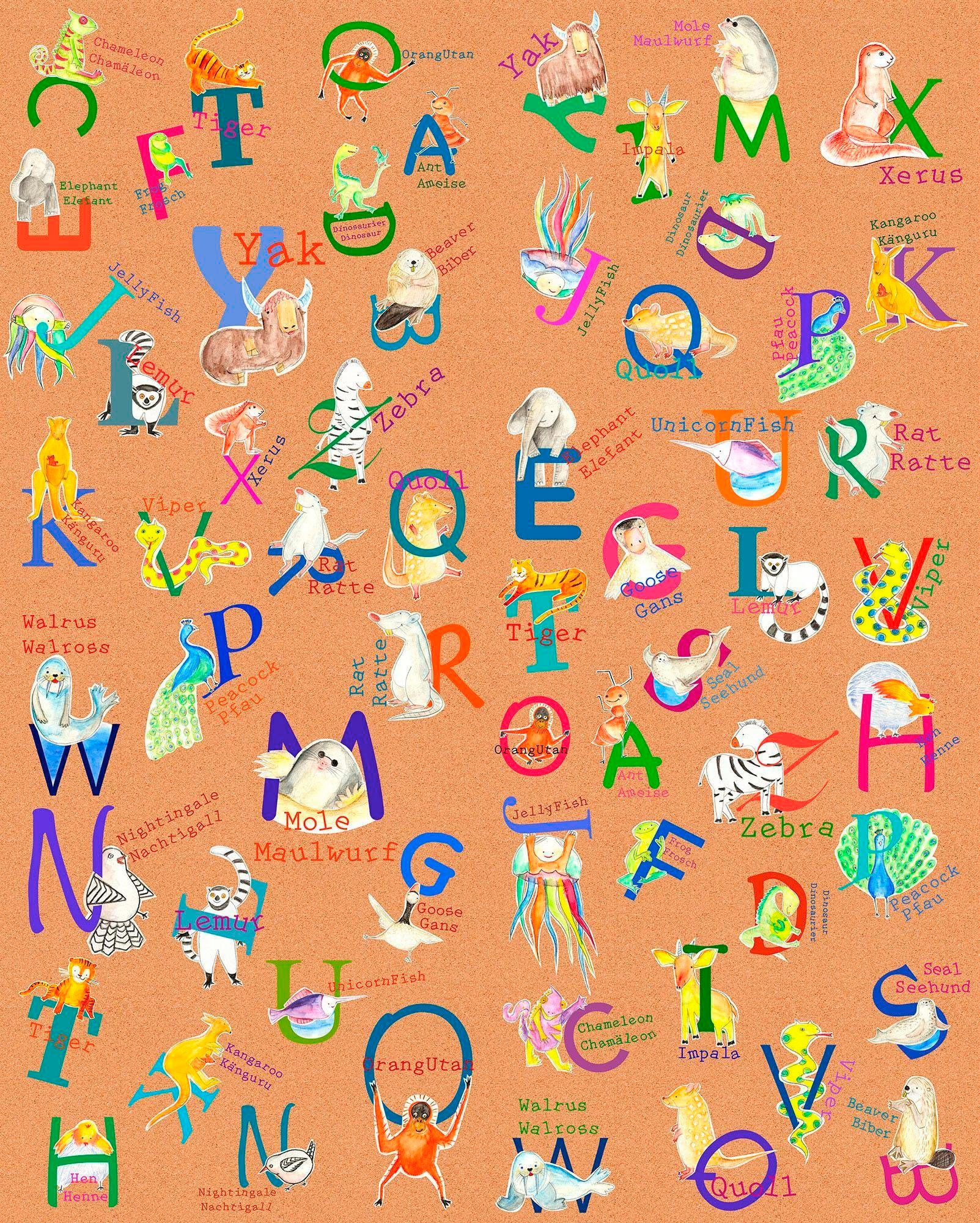 Image of Komar Vliestapete »Pure Animals A-Z«, Comic bei Ackermann Versand Schweiz