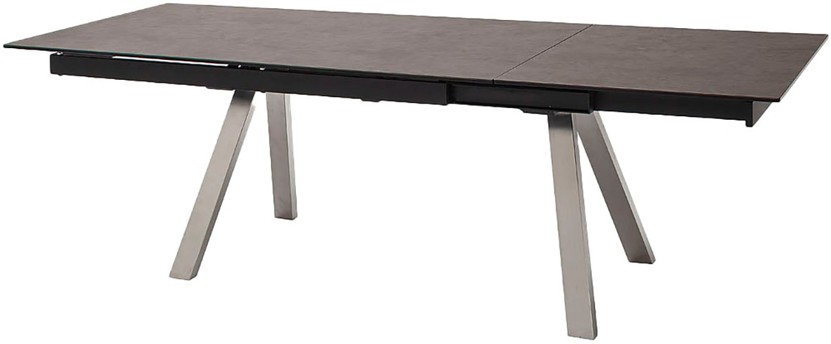 MCA furniture Table de salle à manger »TOBAGO Auszugtisch 180-260 cm« Einzelstück,  Keramik,Edelstahl,Stirnauszug,ausziehbar,Tischplatte 13 mm