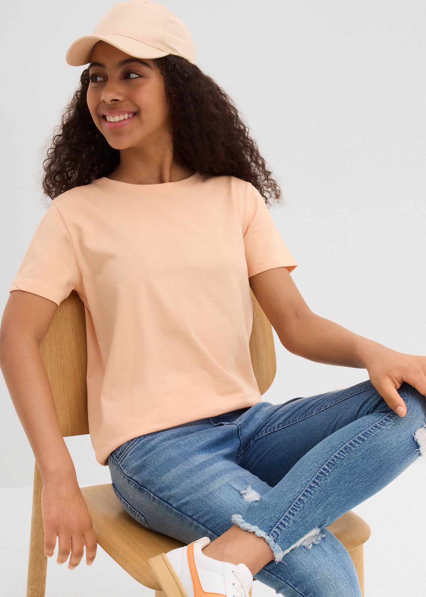 bonprix T-shirt Packung, 3 Regular Fit, Kurzarm, aus Baumwolle, für Frühling und Sommer