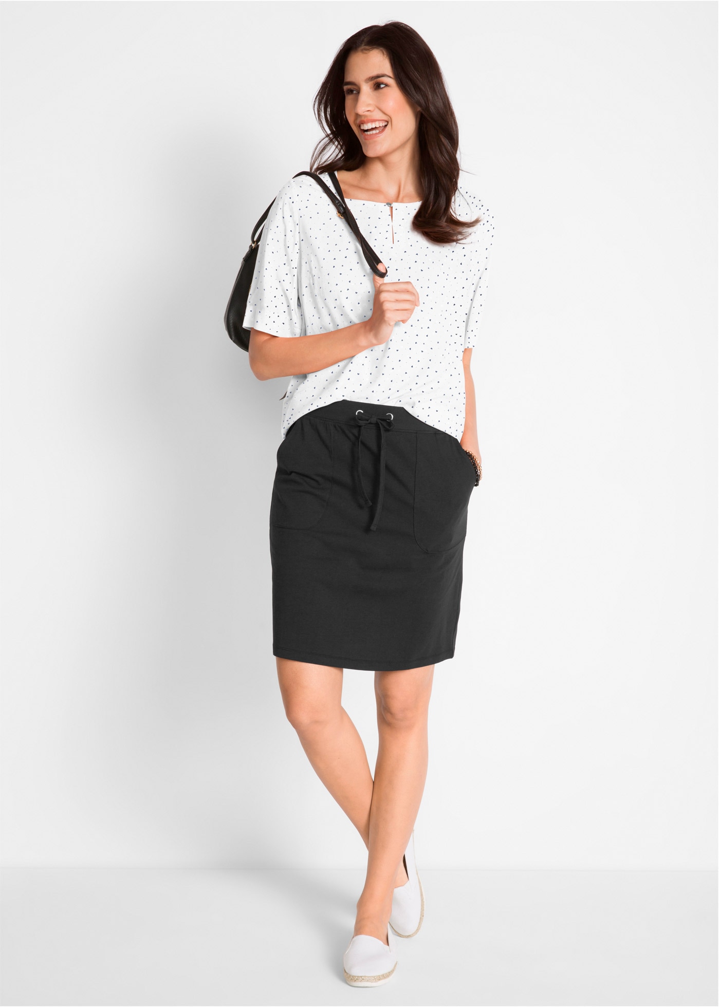 bonprix Jupe crayon 1 aus weichem Sweatmaterial, mit Stretch-Anteil, Bleistift-Schnitt