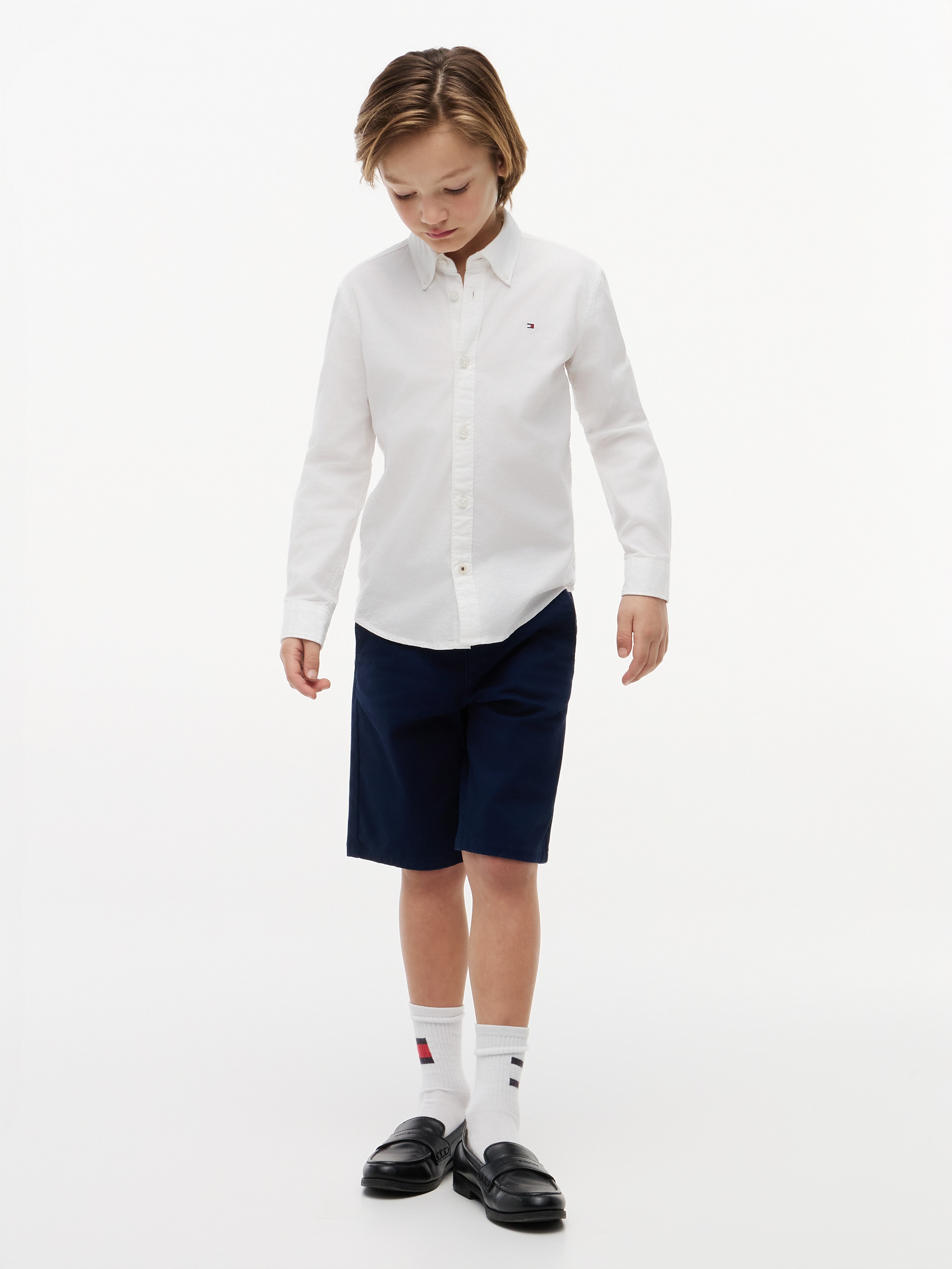 Tommy Hilfiger Chemise à manches longues »BOYS STRETCH OXFORD SHIRT L/S« Enfants jusqu’à 16 ans, col boutonné, manches longues, drapeau logo