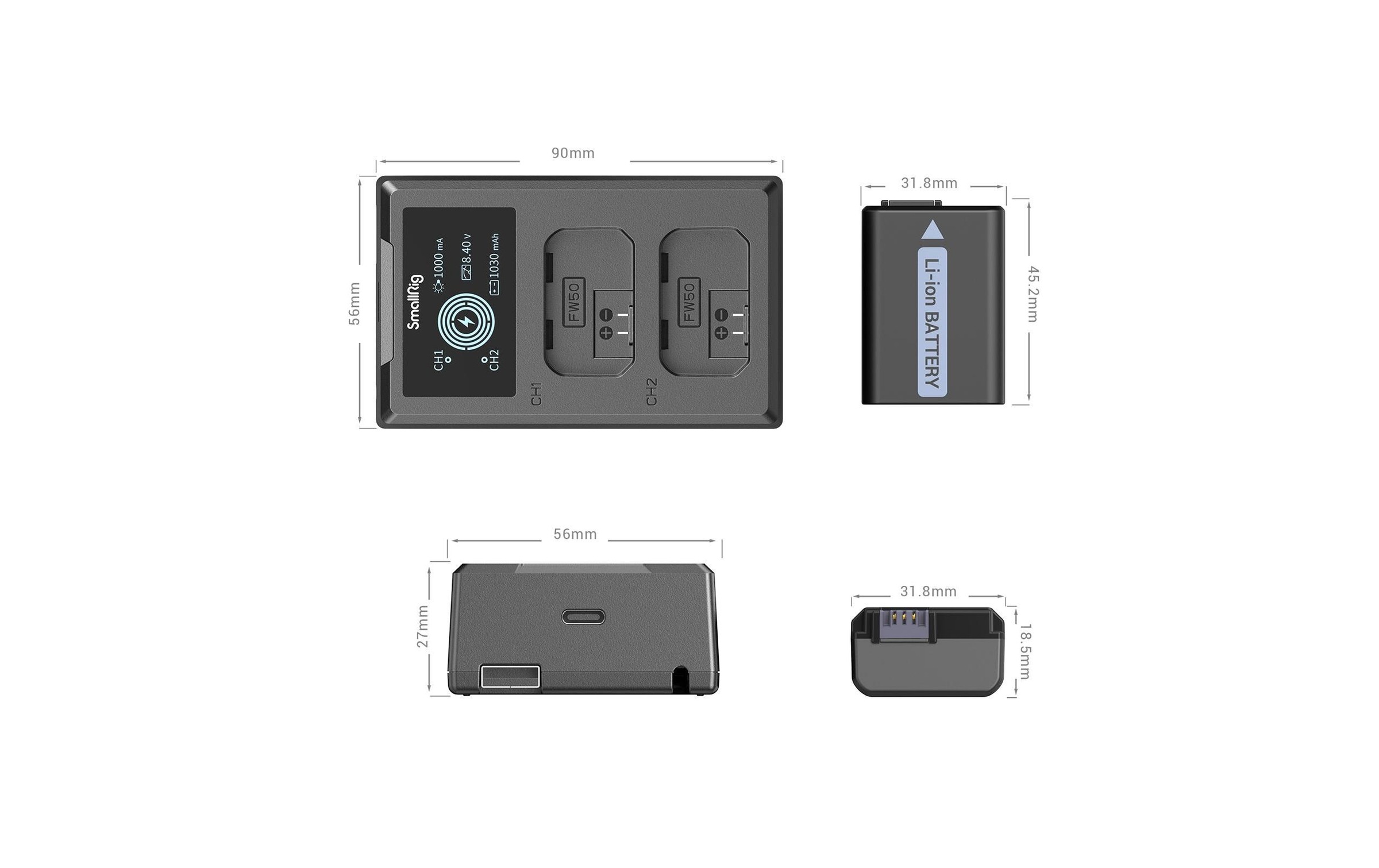 Akku »Smallrig NP-FW50 Akku und Charger Kit«, 7,4 V