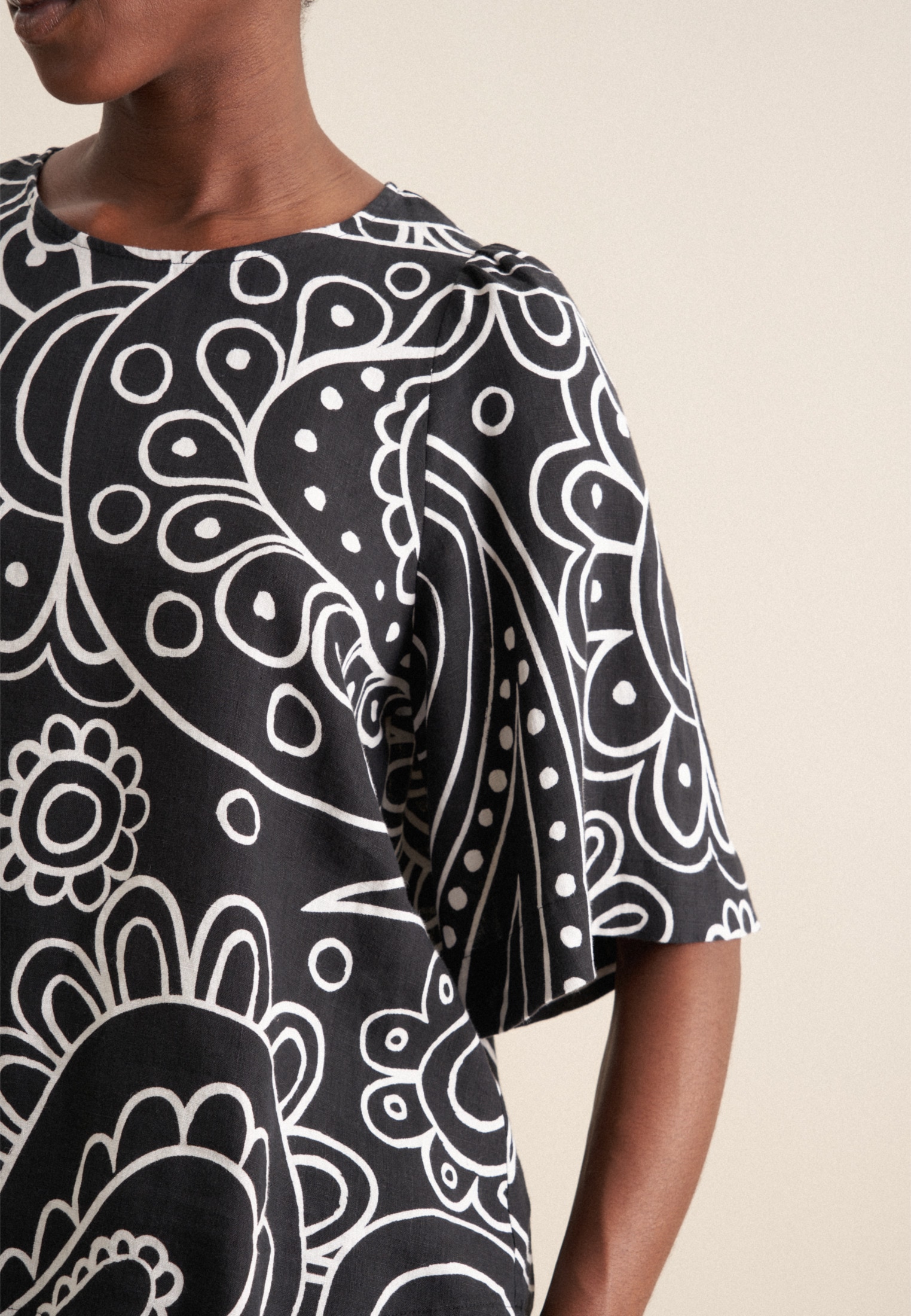 seidensticker Chemisier à chemise »Schwarze Rose« 1/2 Rundhals Paisley