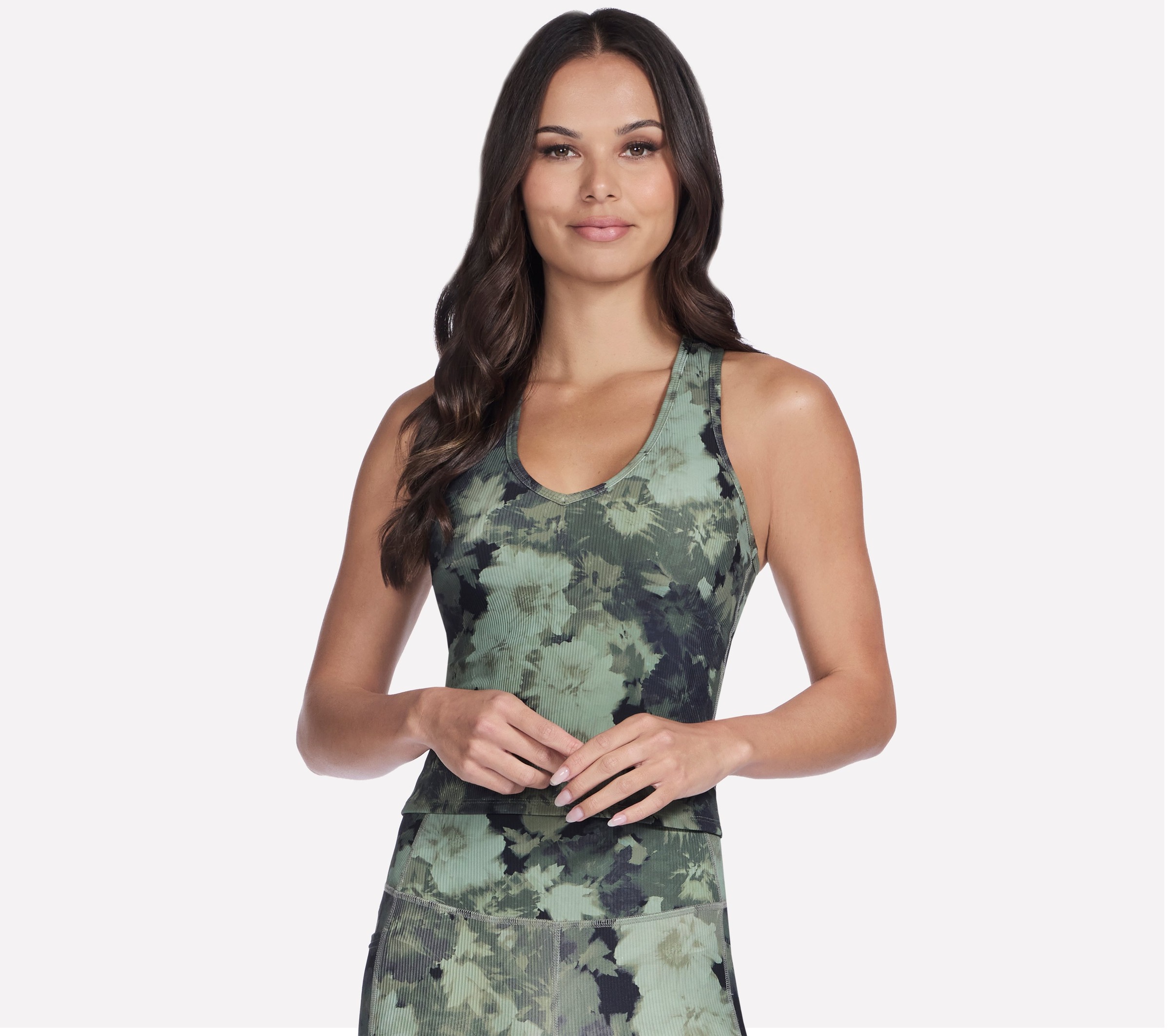 Image of Skechers Sporttop "GOFLEX RIB INBLOOM V-NECK TANK" mit integriertem BH, feuchtigkeitsableitendes GO FLEX RIB™-Material