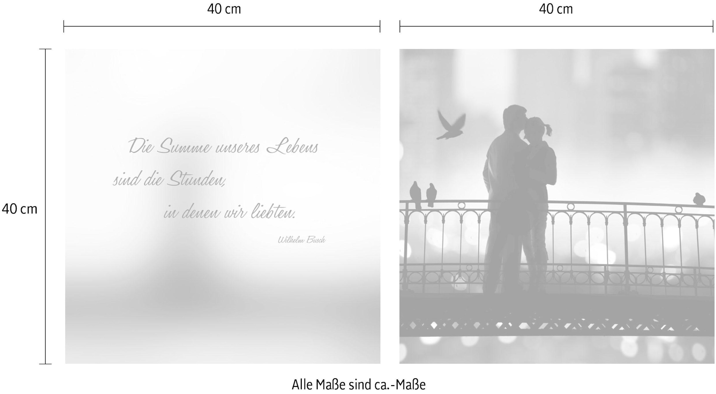 queence Tableau sur toile »Summe« Set,  Premium-Leinwandstoff, Handarbeit aus Deutschland, Zitat, 2er Set