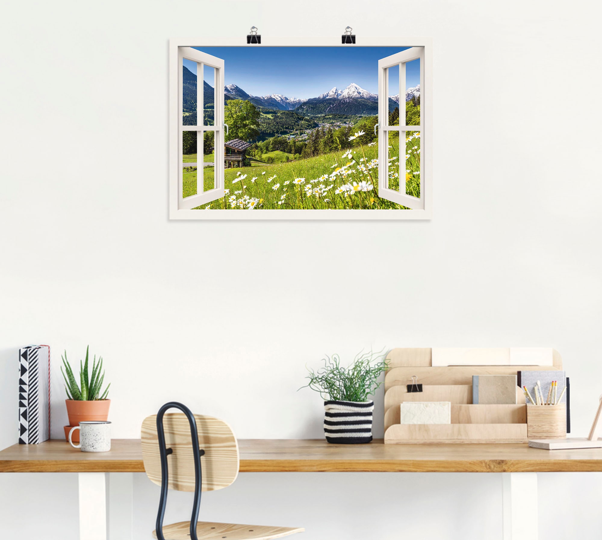 Artland Wandbild »Fensterblick Bayerischen Alpen« Berge 1 Stk. tlg. als Leinwandbild, Poster in verschied. Grössen