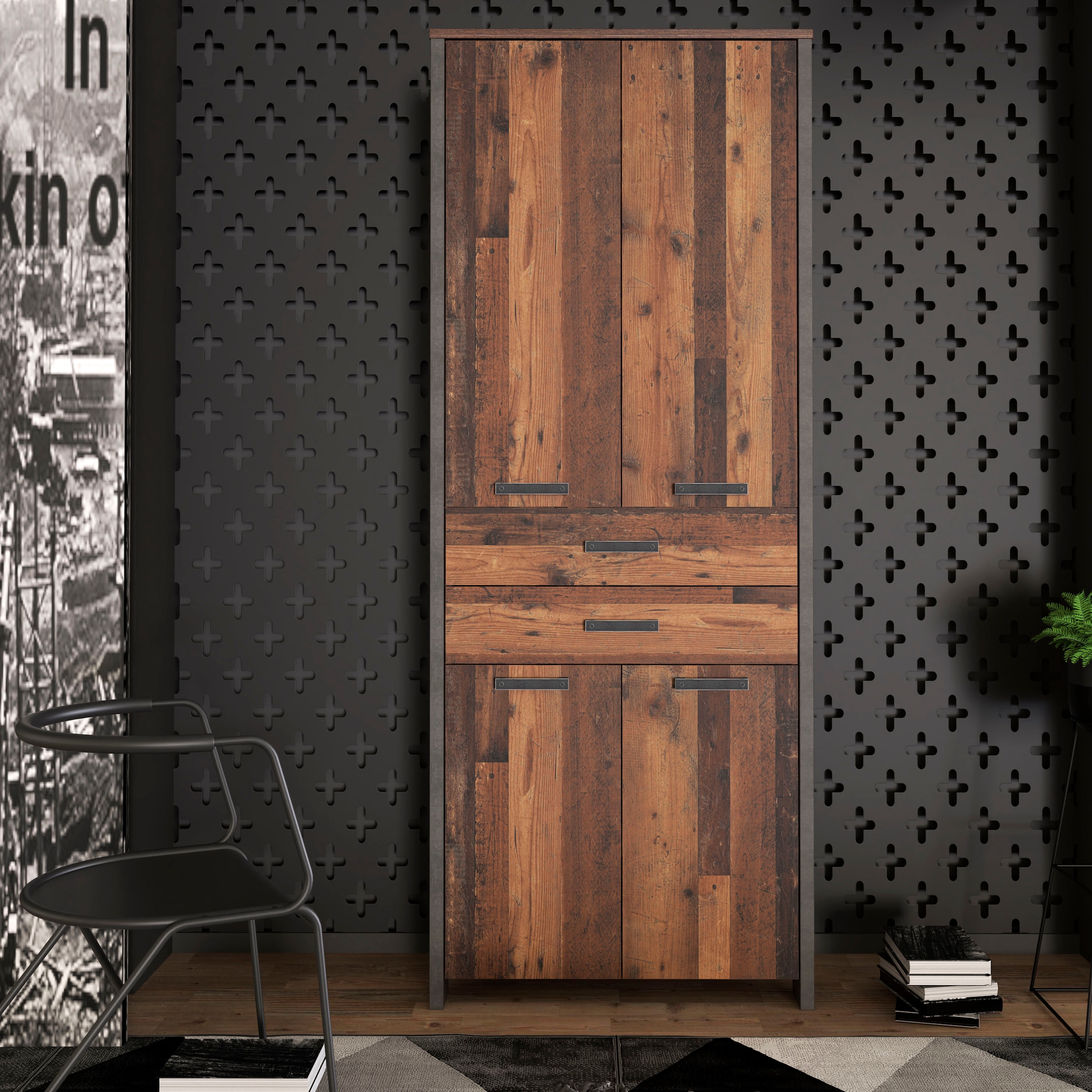 FORTE Aktenschrank »Clif« Mehrzweckschrank im Industriestil, Breite 86 cm x Höhe 220 cm