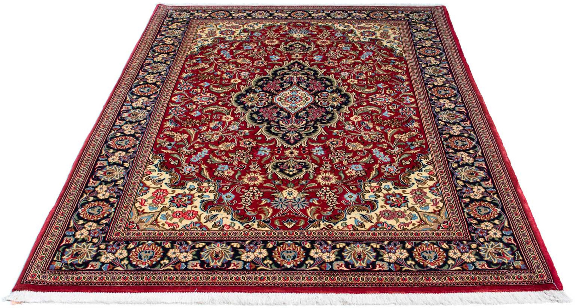 Image of morgenland Orientteppich »Perser - Ghom - 197 x 139 cm - rot«, rechteckig, 10 mm Höhe, Wohnzimmer, Handgeknüpft, Einzelstück mit Zertifikat bei Ackermann Versand Schweiz