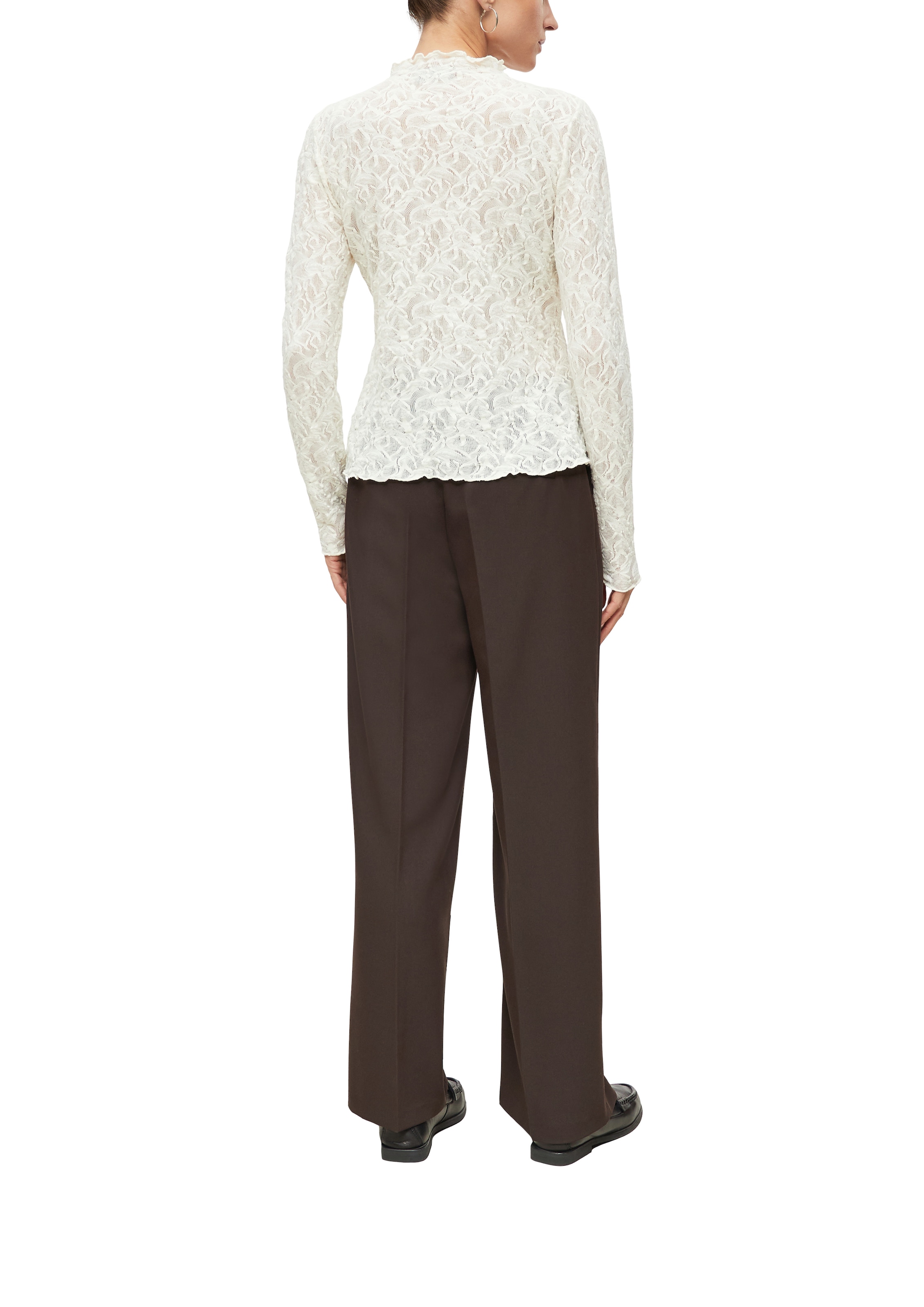 s.Oliver BLACK LABEL Langarmshirt im Häkel-Look und mit Struktur