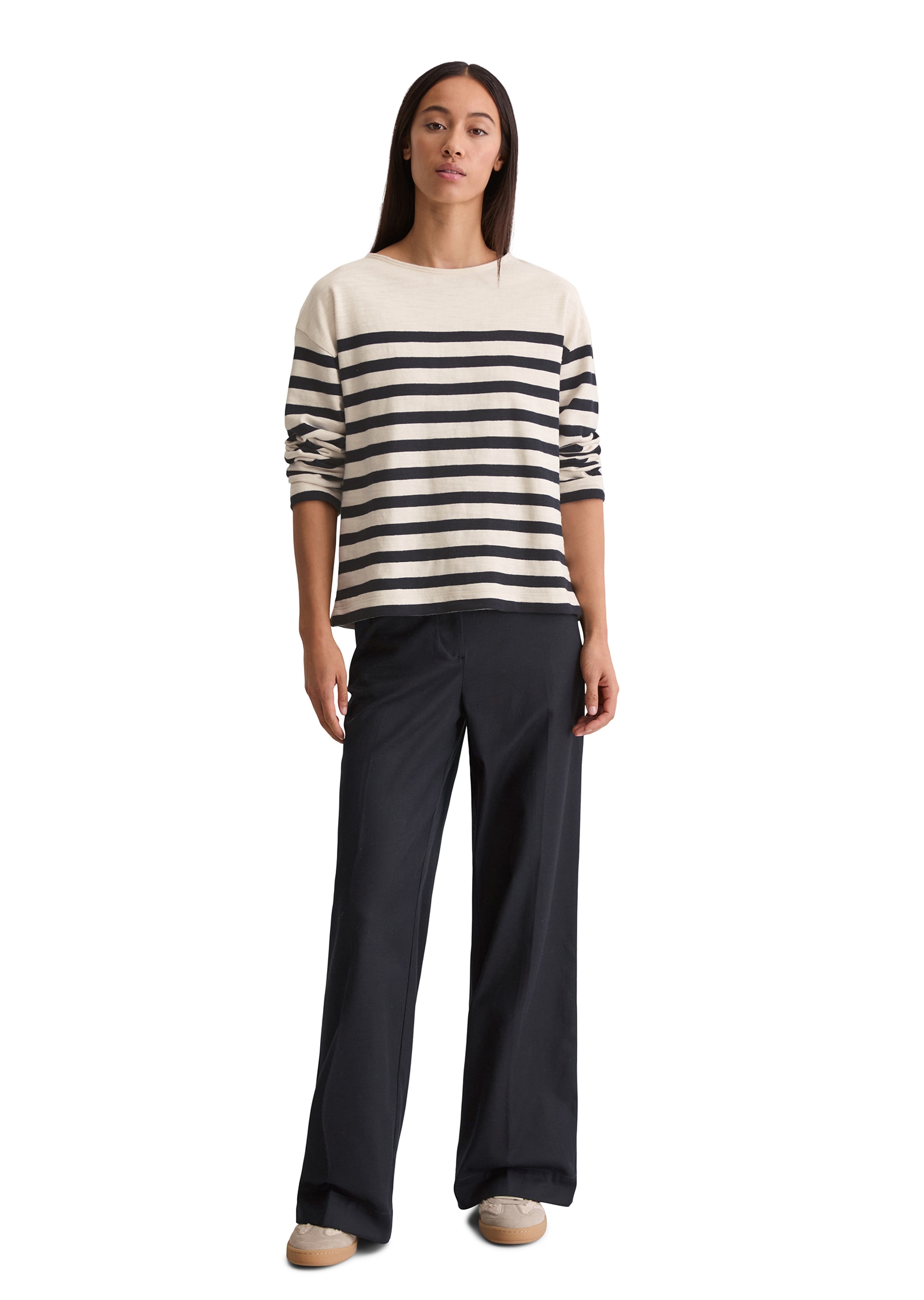 Marc O'Polo Longsleeve relaxed fit,  aus garngefärbtem Heavy-Slub-Jersey, geringelt