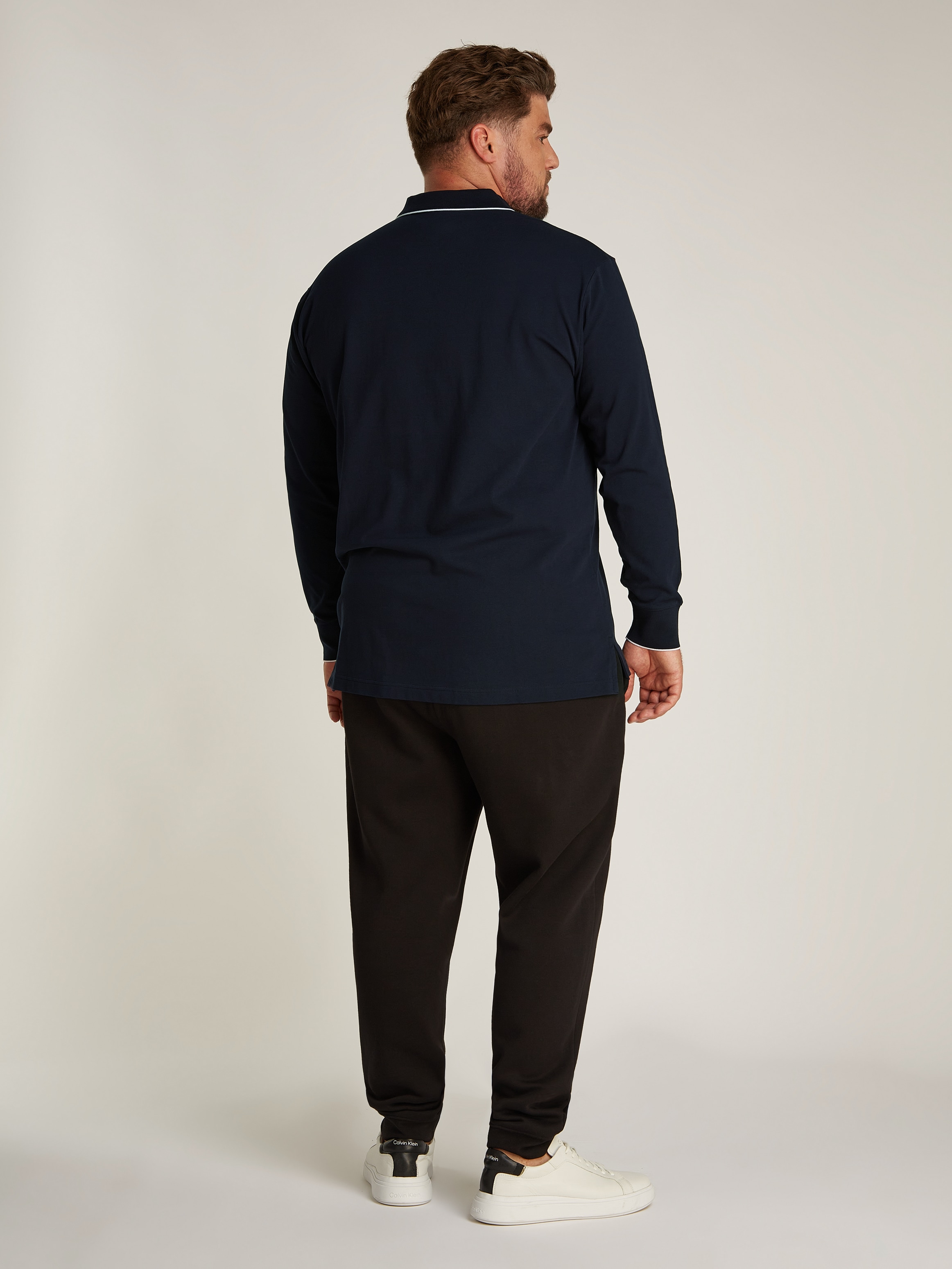 Calvin Klein Big&Tall Langarm-Poloshirt »BT_STRETCH PIQUE TIPPING LS POLO«, in grossen Grössen mit Logopatch