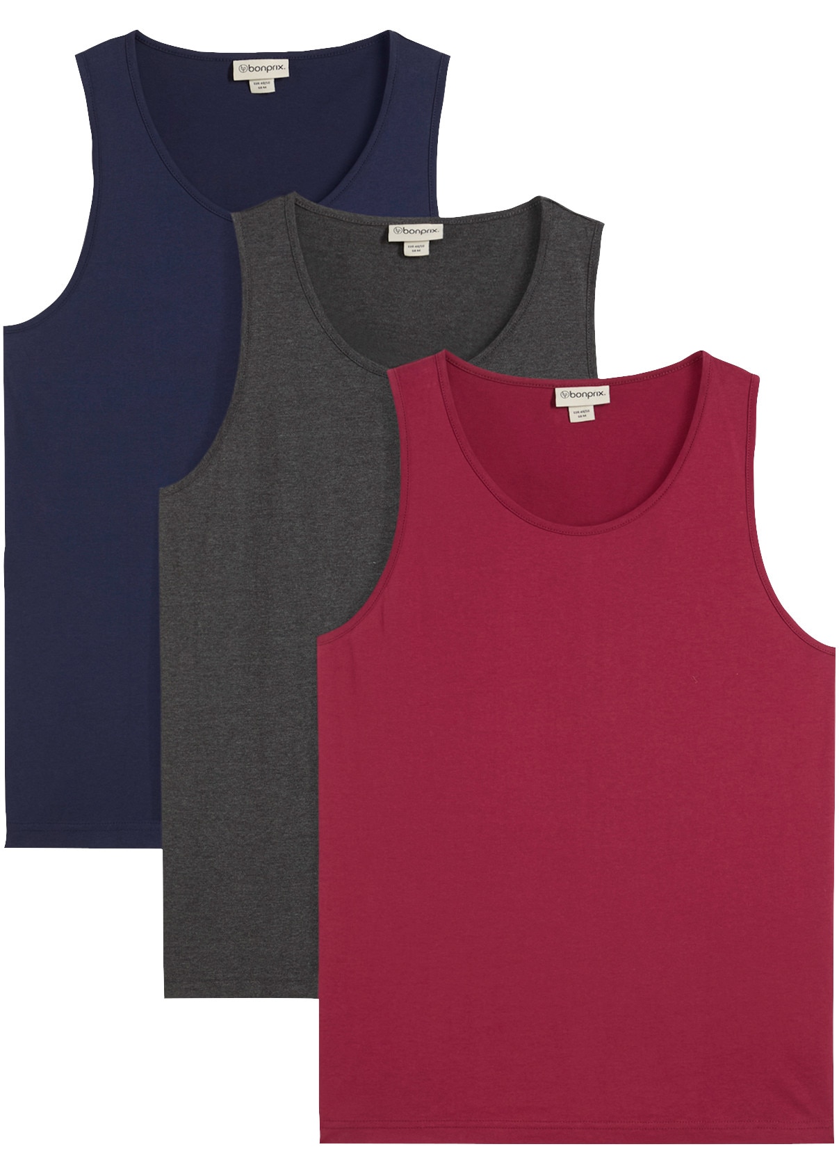 Image of bonprix Tanktop Packung, 3er, 3 Regular Fit, Rundhalsausschnitt