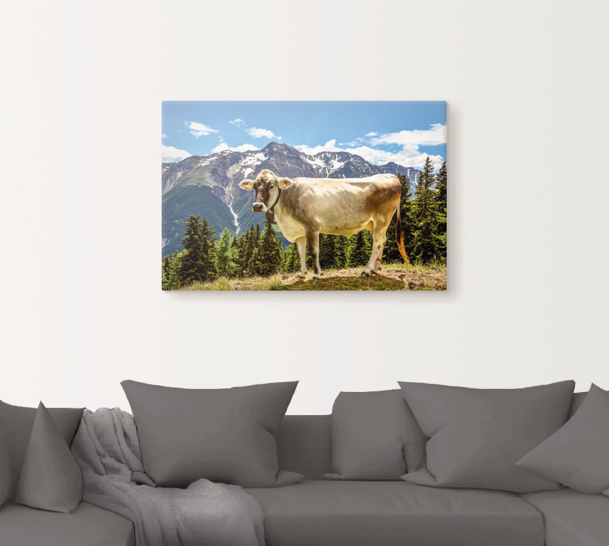 Artland Wandbild »Bergkuh in den Alpen im Sommer«, Haustiere, (1 St.), als Leinwandbild, Poster, Wandaufkleber in verschied. Grössen