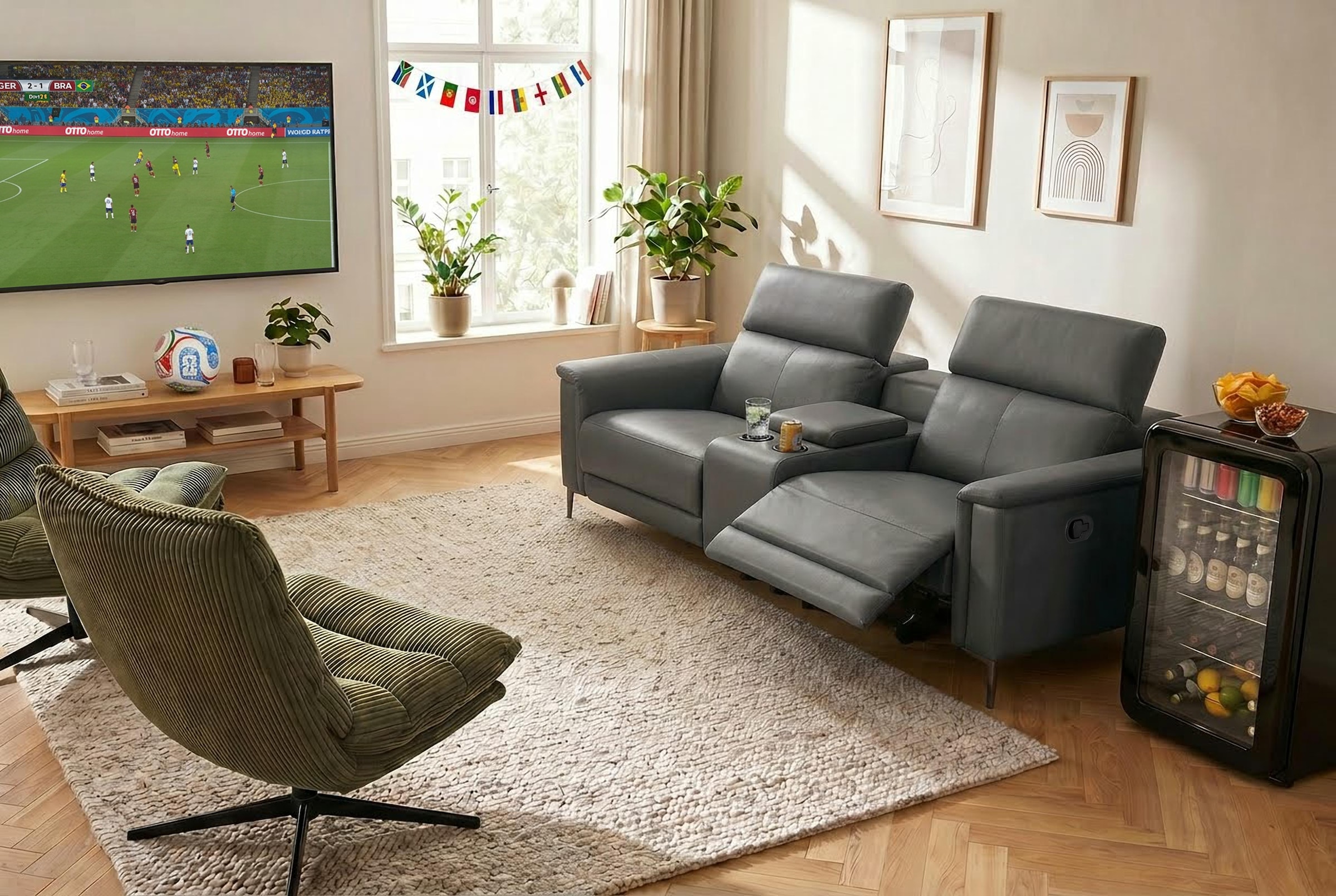 GOODproduct 2-Sitzer »LUND,Lederoptik, Kinosofa, Relaxfunktion, TV-Sessel, man./elektrisch« elektri. mit USB-A, Kopfteilverstellung, Getränkehalter u. Staufach