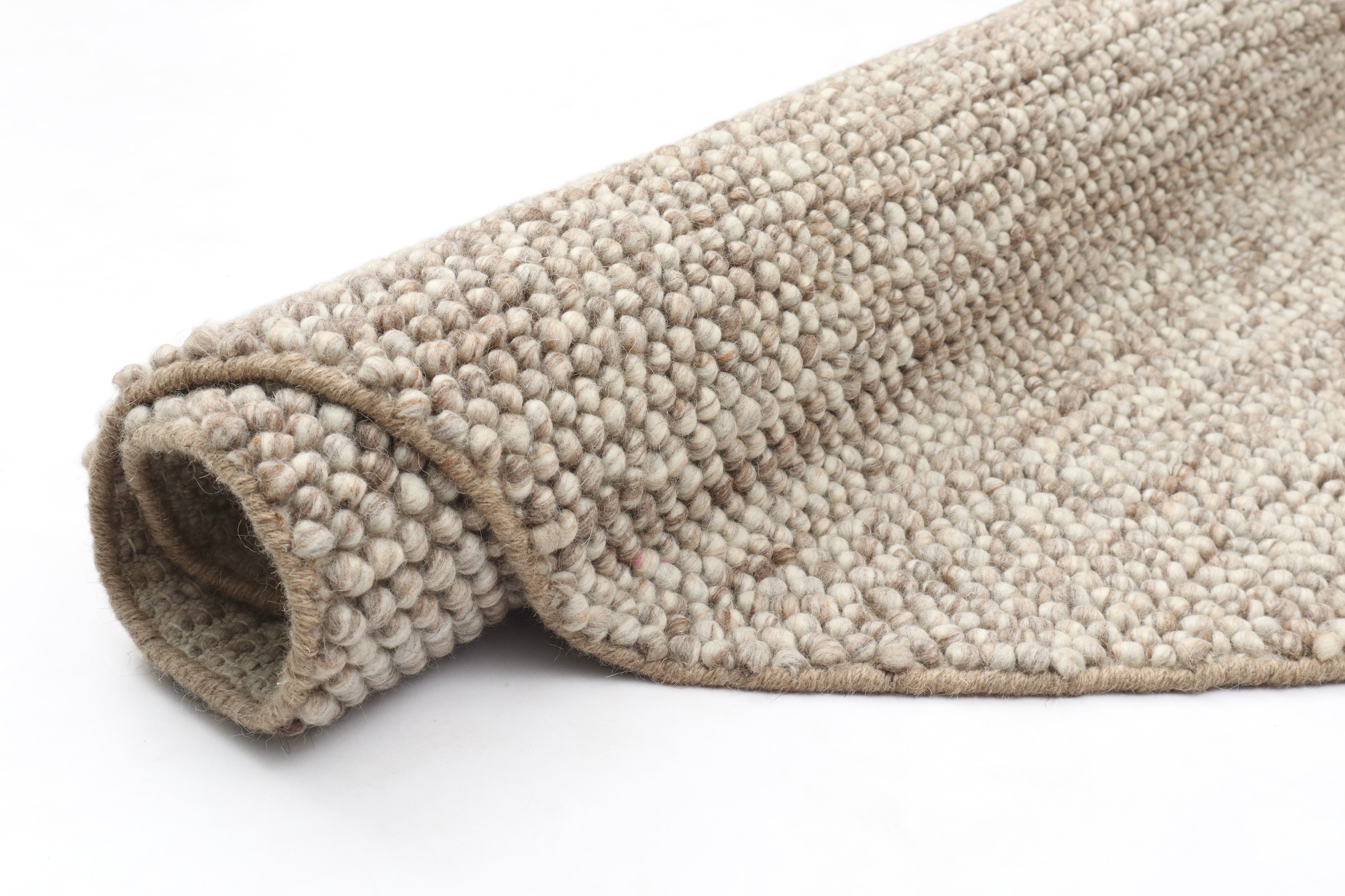 my home Wollteppich »Wolly« rund 14 mm Höhe Wolle, handgewebt, Handweb Teppiche, Wohnzimmer, Schlafzimmer