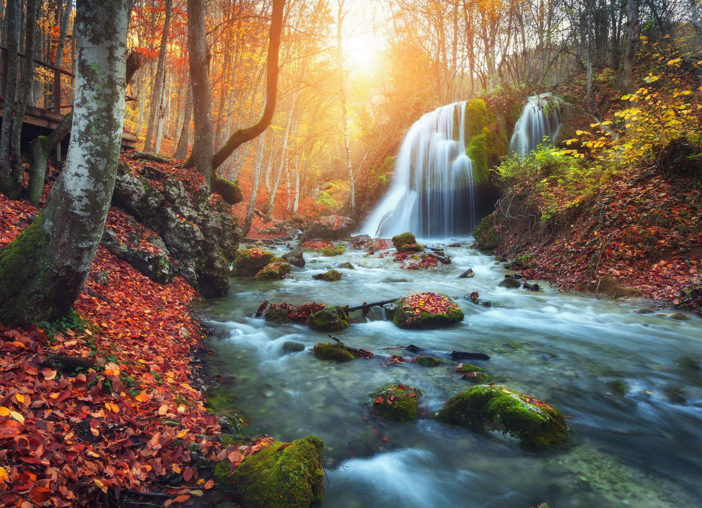 Image of Papermoon Fototapete "Mountain River Autun Waterfall" glatt