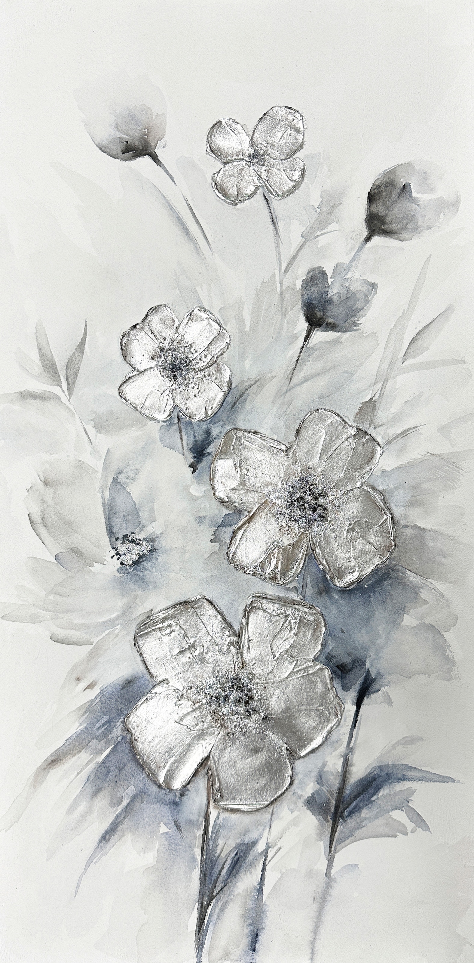 Image of Bönninghoff Ölgemälde "handarbeit BLUMEN 40x80 cm – Wandbild Kunst Deko modern" Blumen Blumenbilder Kunst Modern Pflanzen Pflanzenbilder 1 Stk. tlg. handgefertigt, jedes Bild ein Unikat