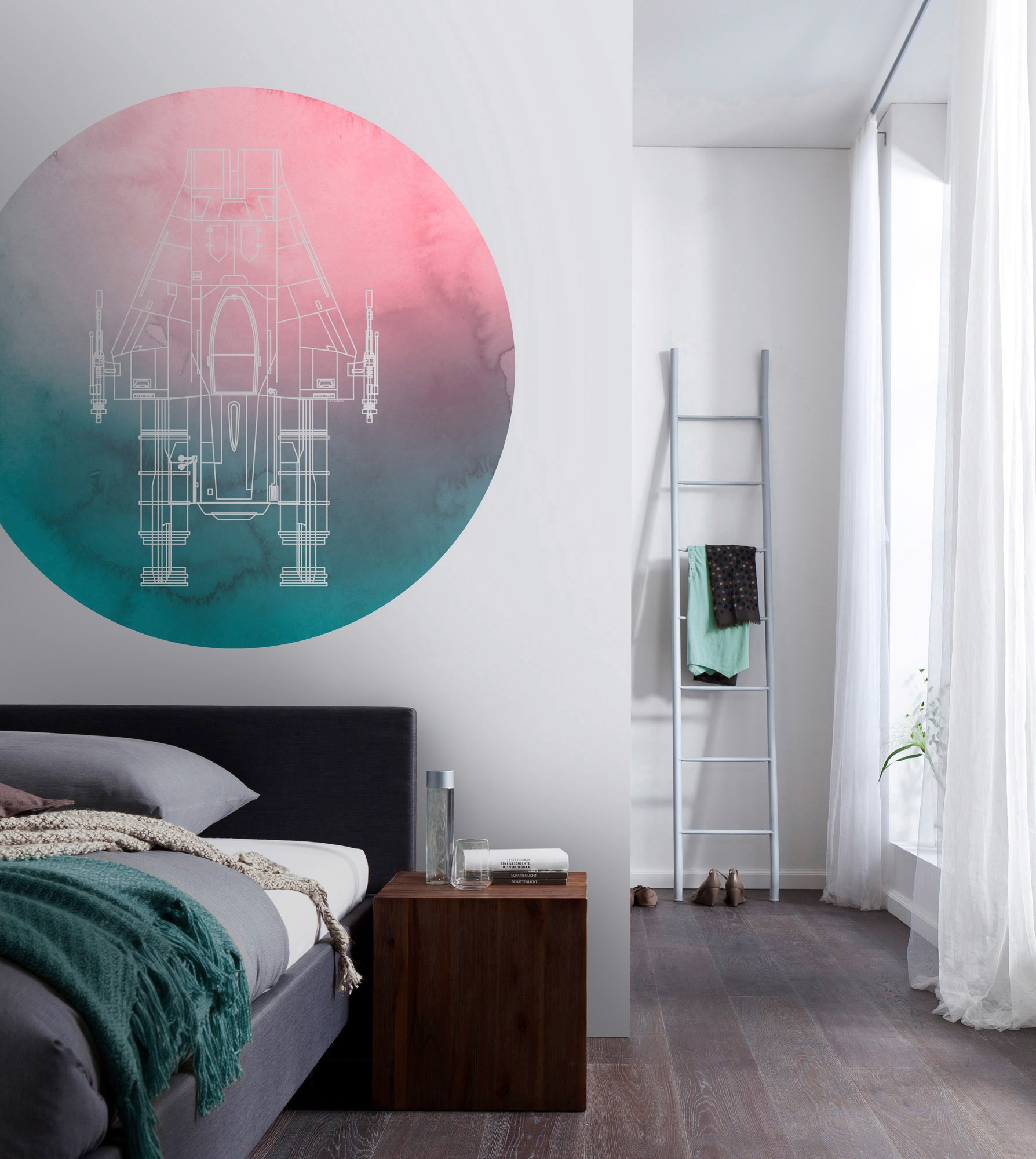 Komar Fototapete »Vlies selbstklebend - Star Wars A-Wing - Grösse 125 x 125 cm«, bedruckt, Kinderzimmer