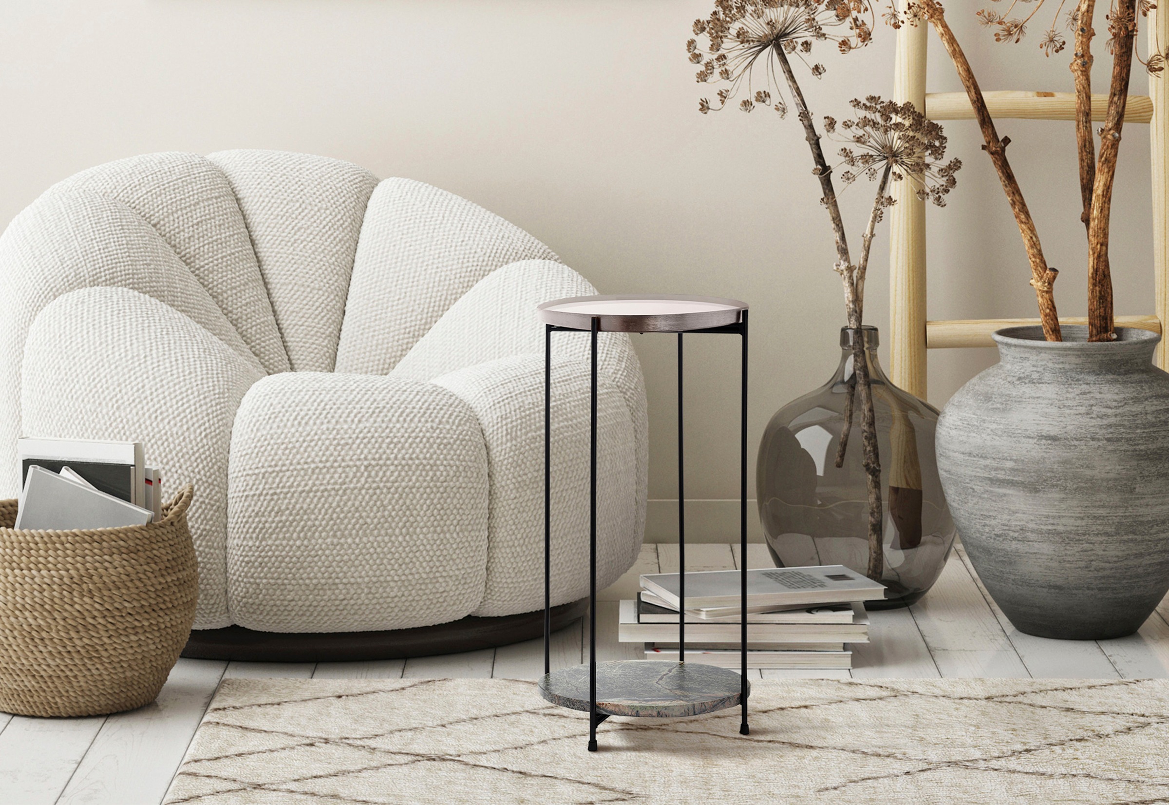 Kayoom Beistelltisch »Louisa 125, Beistelltisch aus Metall und Marmor, attraktives Design«, (1 St.), Dekorativ, edle Marmorplatte und Metalltablett, stilvolles Design