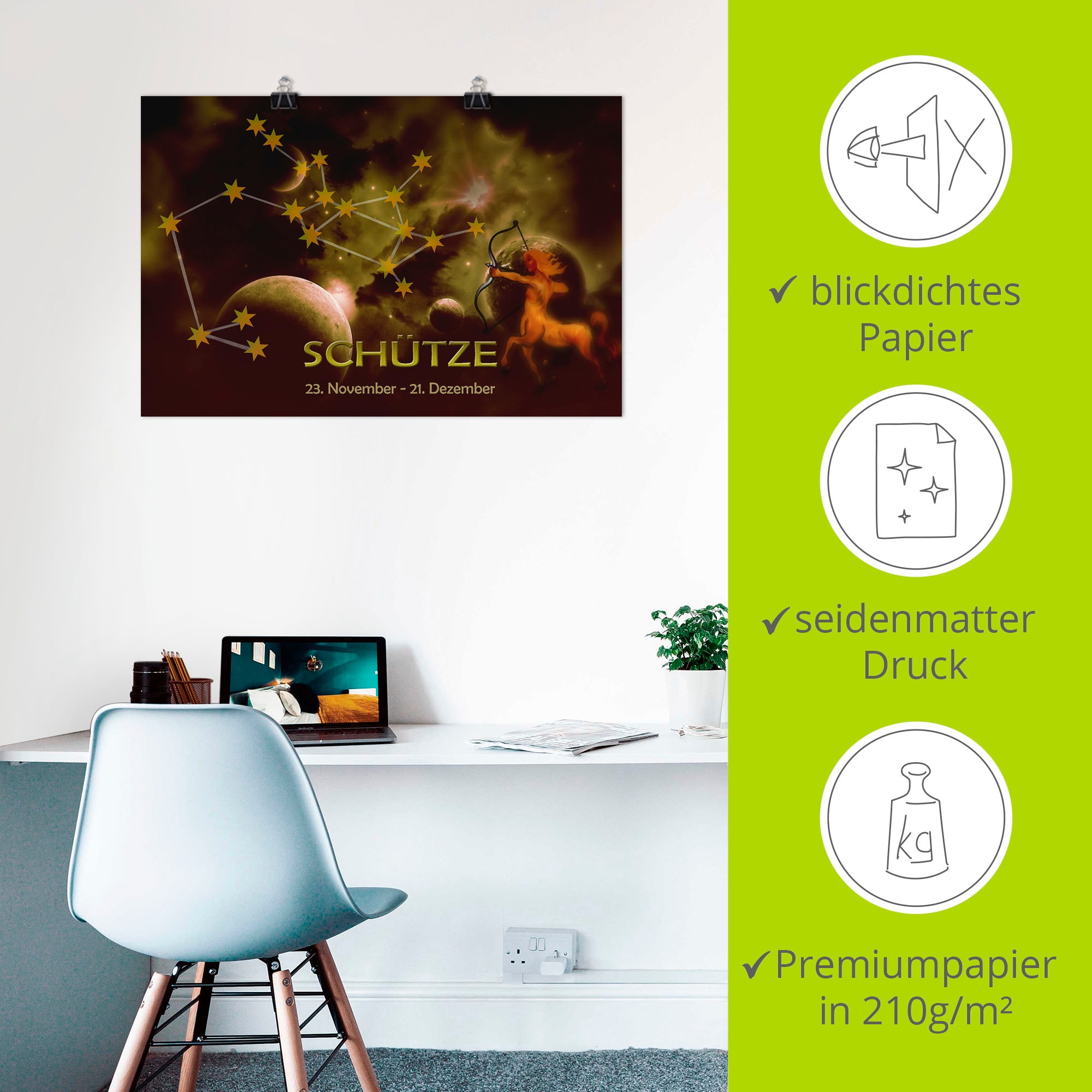 Artland Wandbild »Sternzeichen - Schütze«, Bilder von Sternzeichen, (1 St.), als Alubild, Outdoorbild, Poster in verschied. Grössen