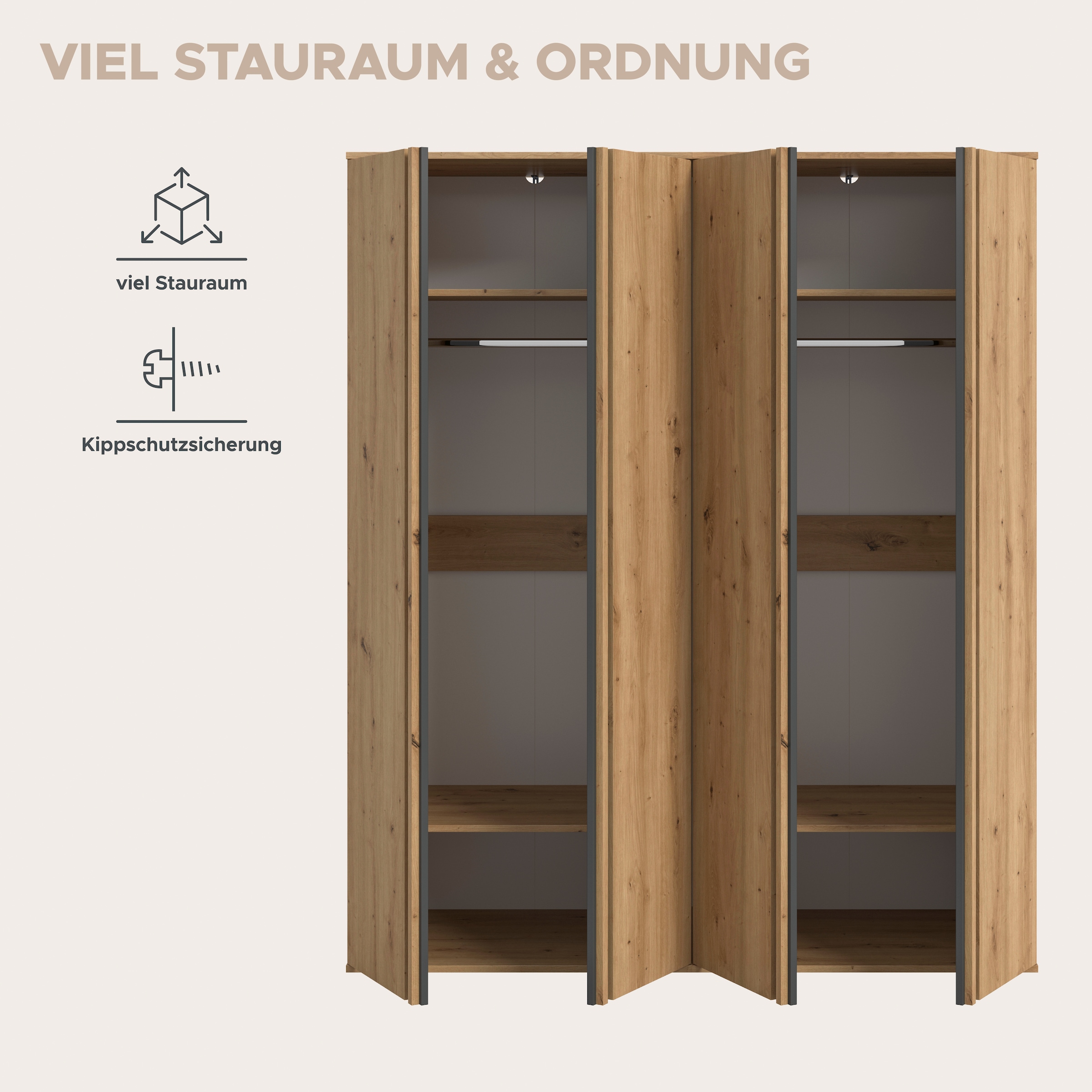 Home affaire Set d'armoires »ALVA, in den Breiten 160 & 240 cm, Paneeloptik, Schlafzimmerschrank« wähle den beste Schrank Kombination, individuell platzierbar, 