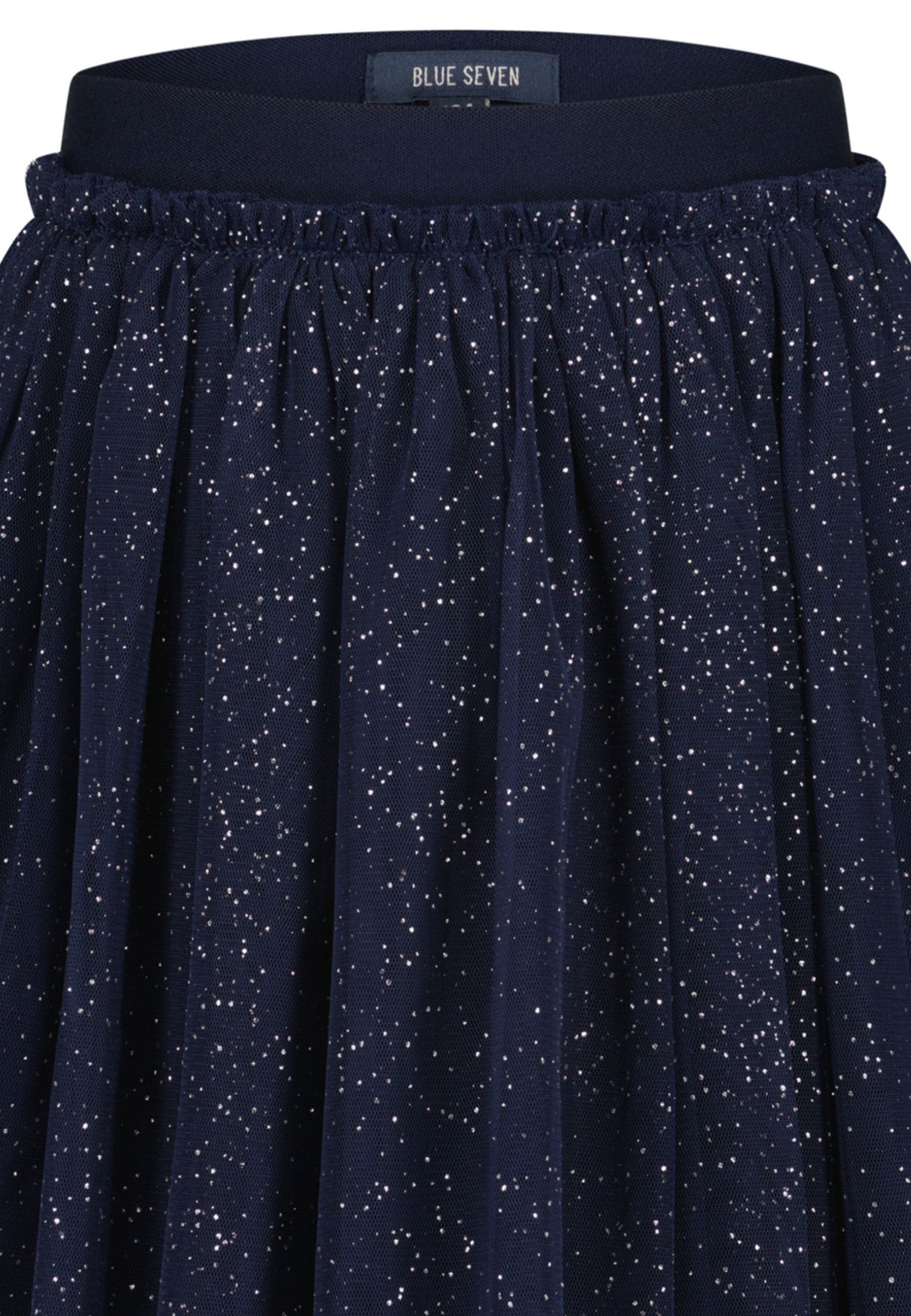 Blue Seven avec sur-jupe en tulle, imprimé brillant global et ceinture élastique