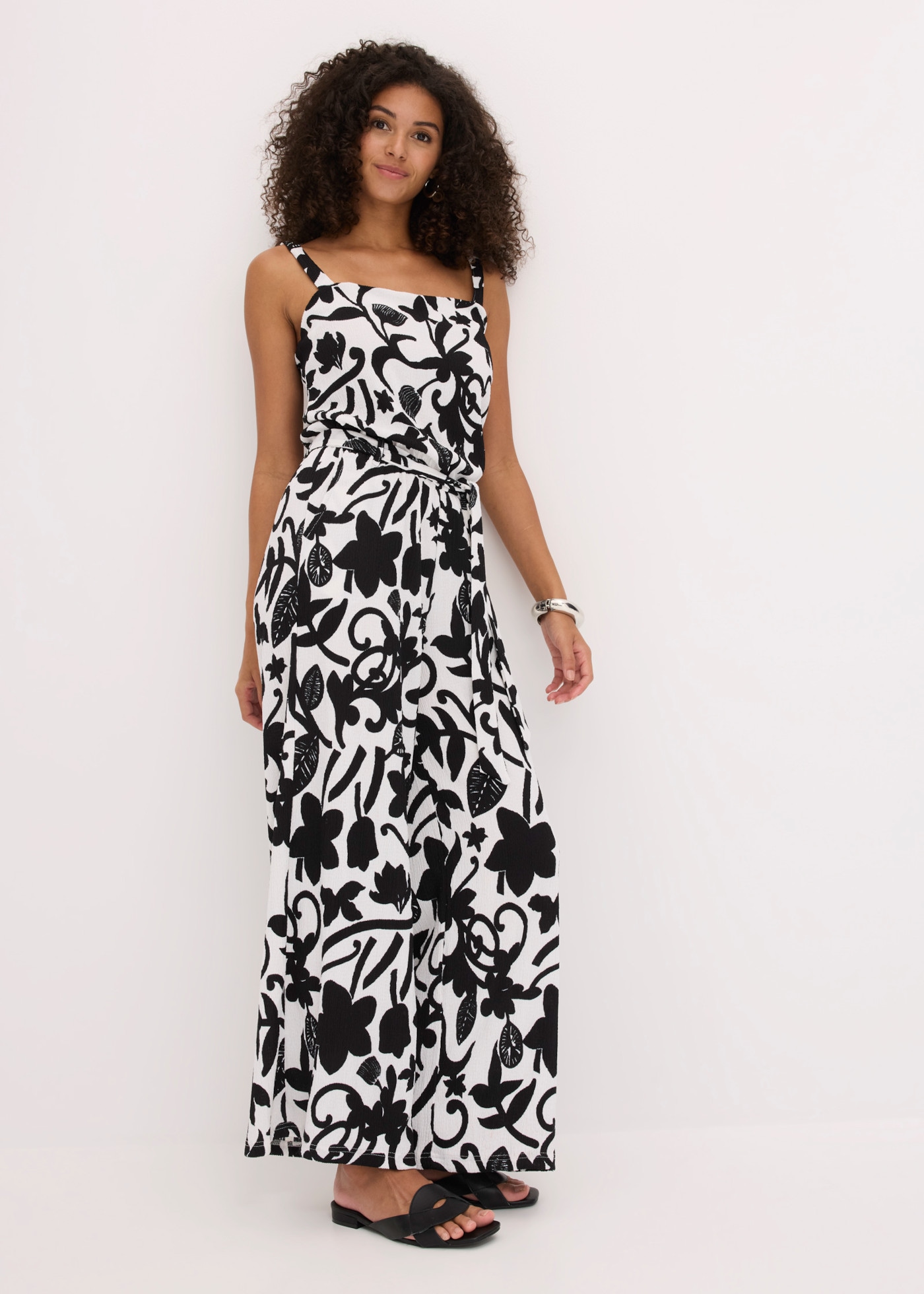 Image of bonprix Jumpsuit mit floralem Druck, ohne Ärmel, Loose Fit, aus Polyester und Elasthan