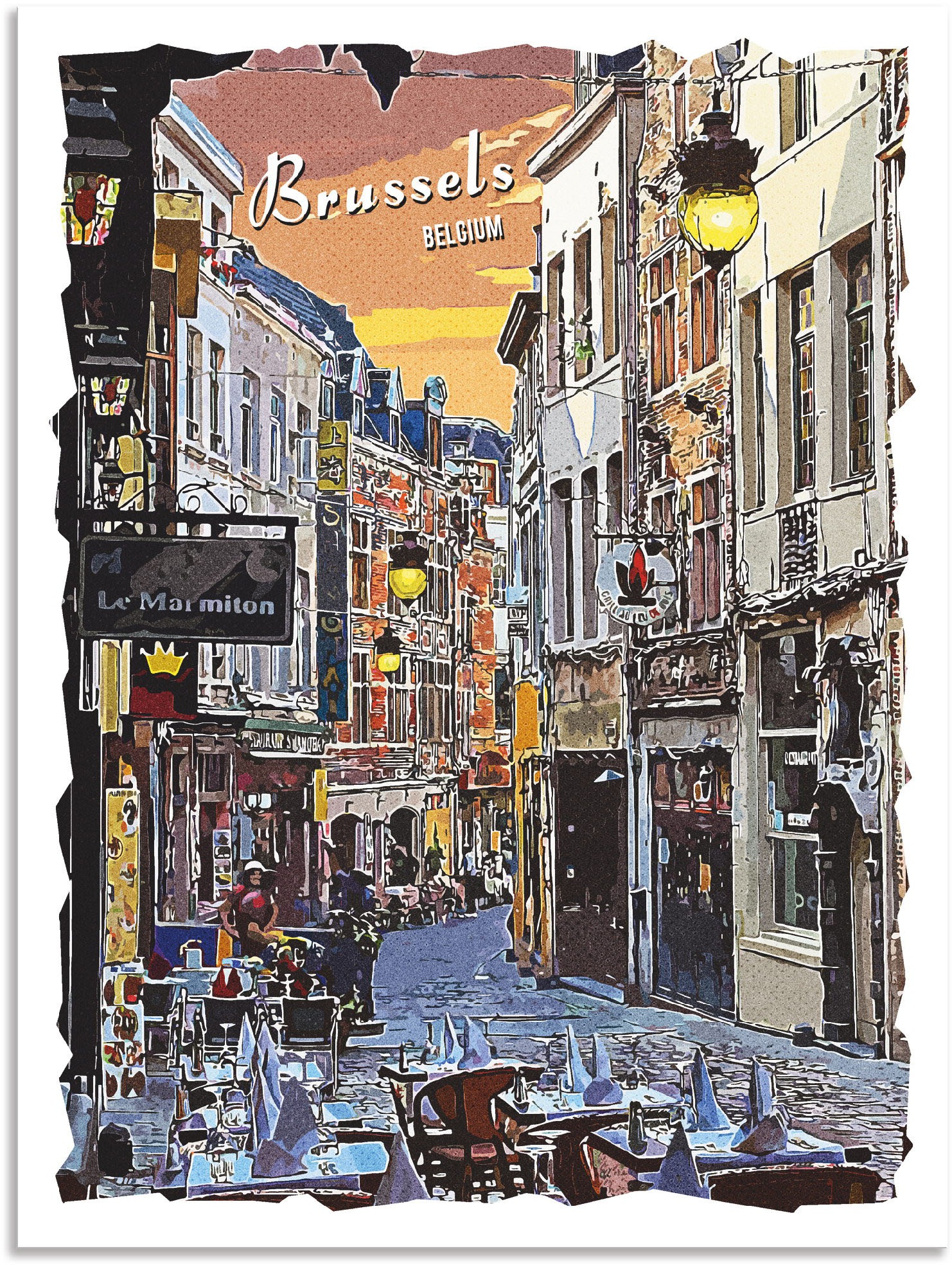 Image of Artland Wandbild »Brüssel Grafik«, Belgien, (1 St.), in vielen Grössen & Produktarten - Alubild / Outdoorbild für den Aussenbereich, Leinwandbild, Poster, Wandaufkleber / Wandtattoo auch für Badezimmer geeignet bei Ackermann Versand Schweiz