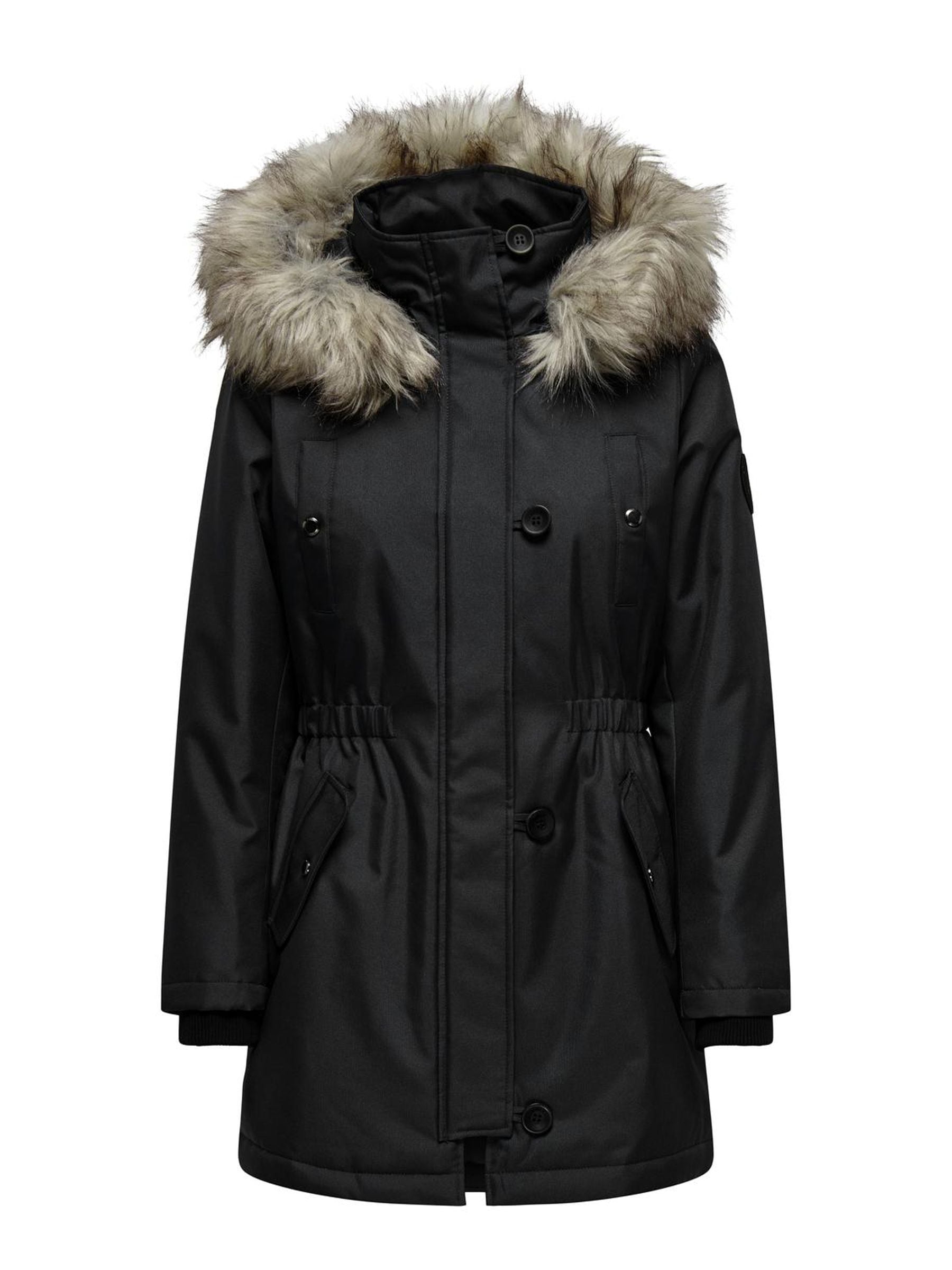 ONLY Parka »ONLIRIS FUR WINTER PARKA LIFE CC OTW« mit Kapuze mit verdeckter Knopfleiste