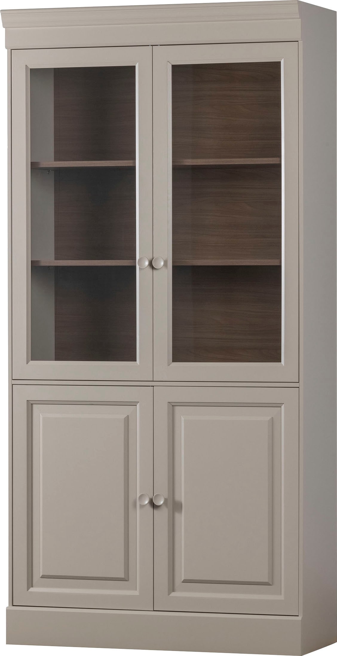 WOOOD Vitrine »Chow Kiefernholz mit Glastüren und Sierleisten H 215 x B 105 x T 40 cm« Elegante Details, Einfach zu montierbar, Pfleigleicht