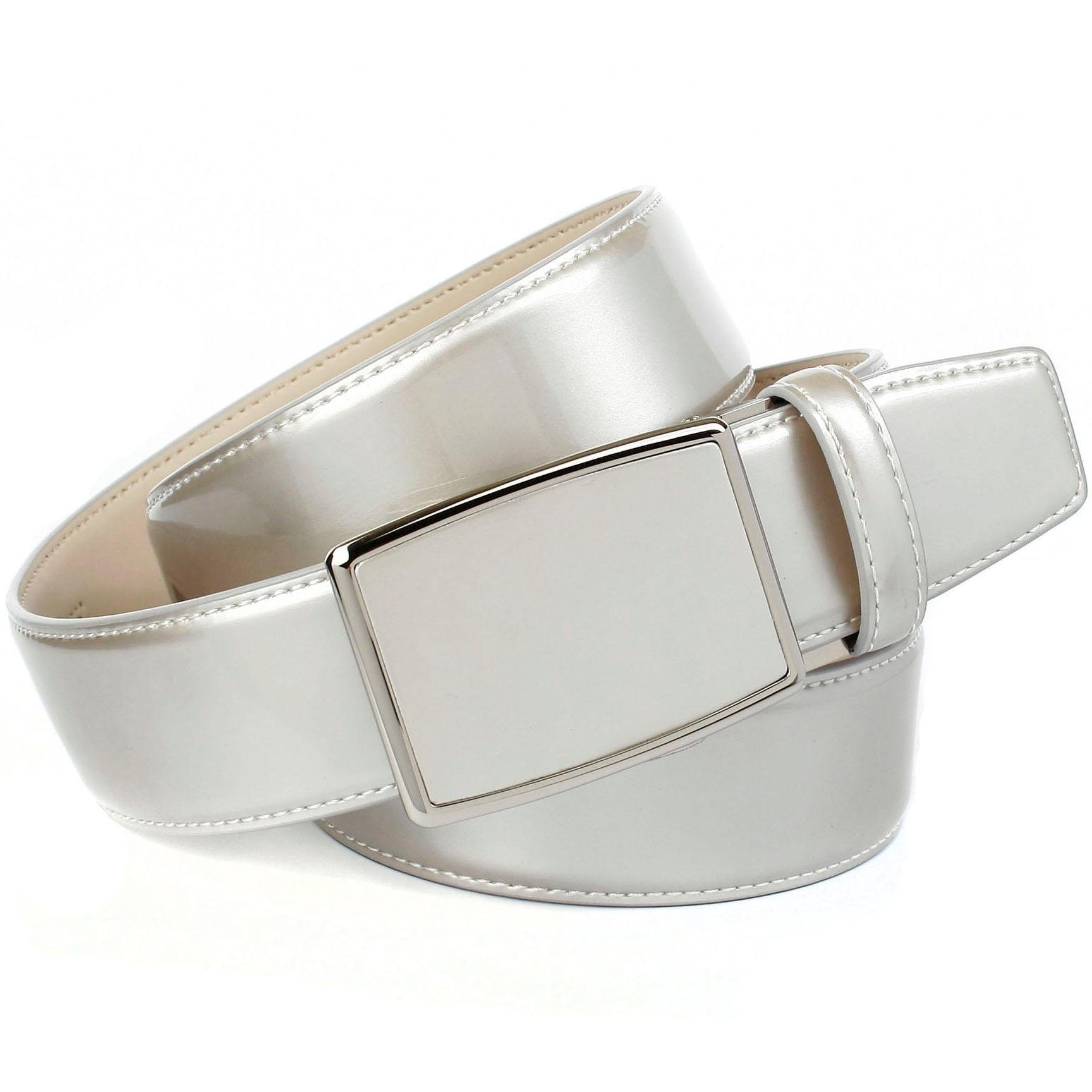 Image of Anthoni Crown Ledergürtel, 4,0 cm Perlmutt silberfarbener Lackledergürtel bei Ackermann Versand Schweiz