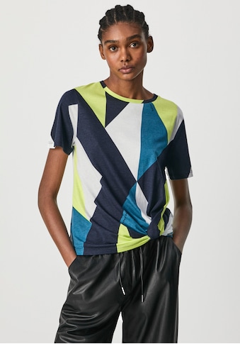 Pepe Jeans Kurzarmshirt »ALBIN«, mit geometrischem allover Print und zum Knoten kaufen