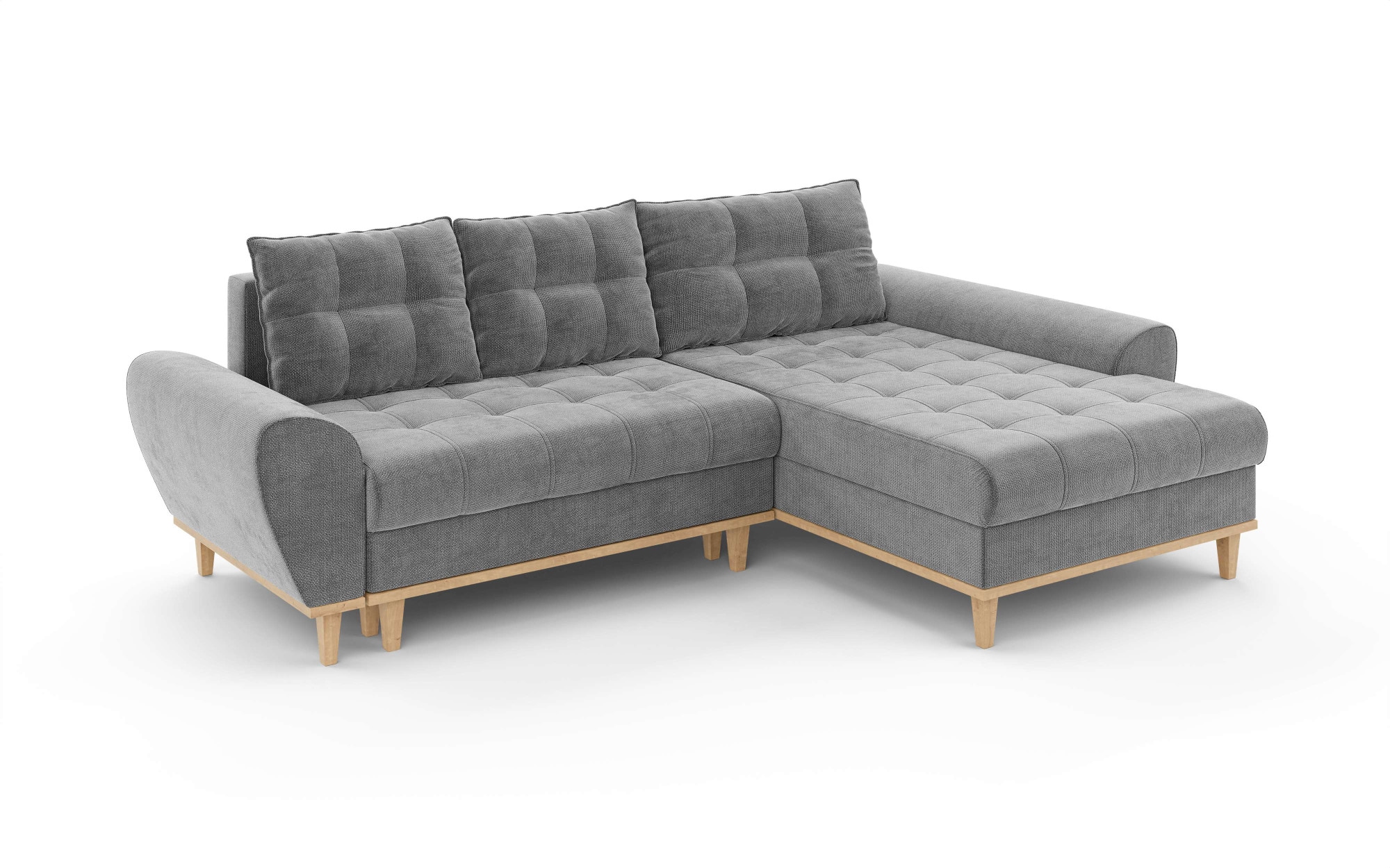 Home affaire Ecksofa »Ahrdorf mit Bettfunktion und Bettkasten, Masse: B/H/T 268/86/175 cm«, L-Form mit 3 Rückenkissen und moderne gerundete Armlehnen
