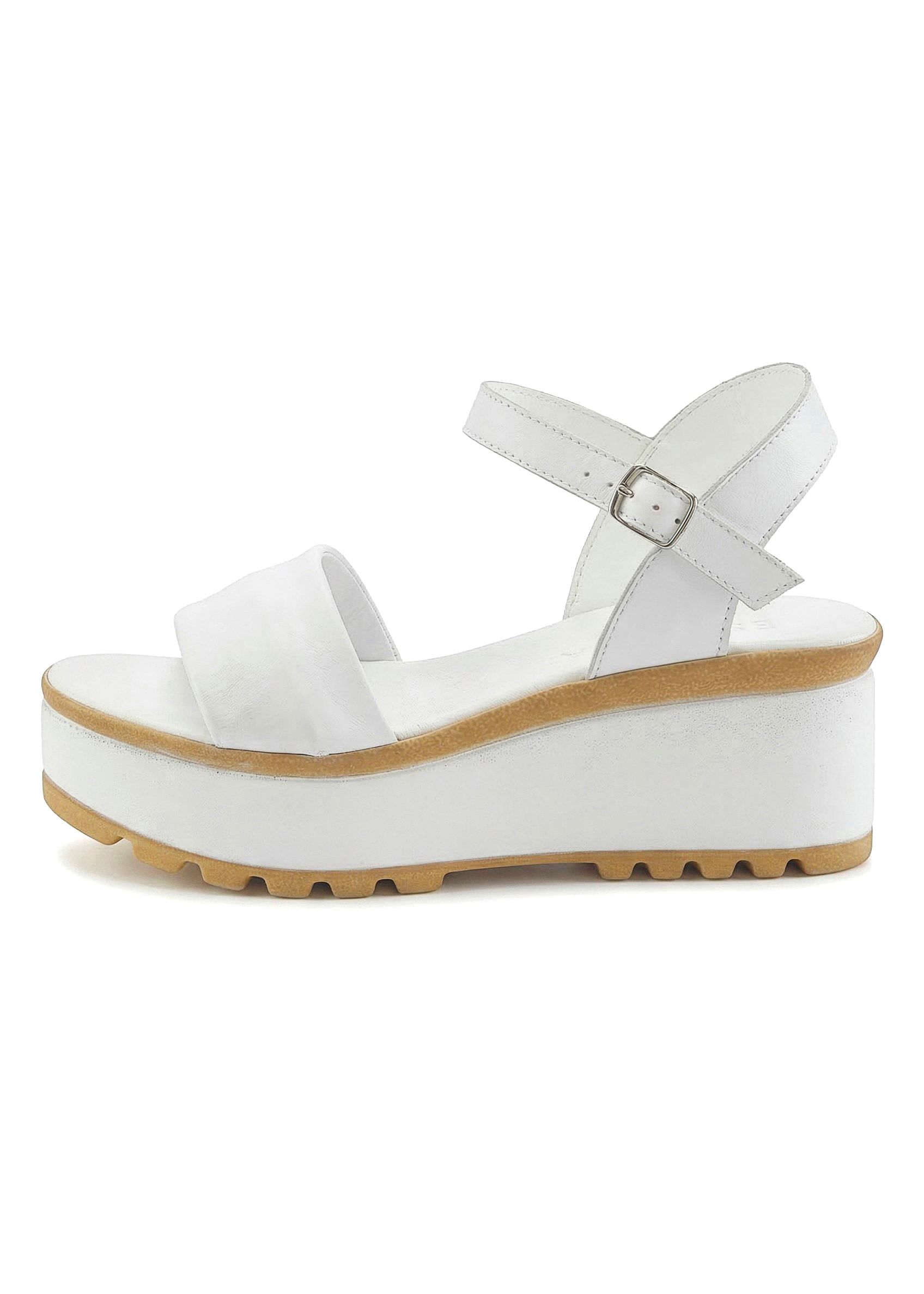 LASCANA Sandales »Riemchensandalette, Sandale, Sommerschuh, offener Schuh,«  NEU aus Leder mit Keilabsatz