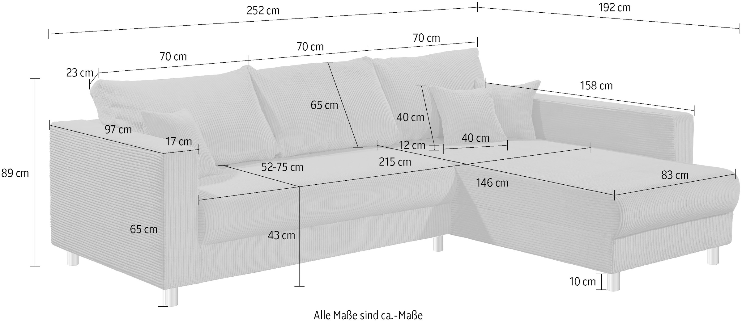 INOSIGN Ecksofa »153«, Inkl. Schlaffunktion und grossen Strauraum