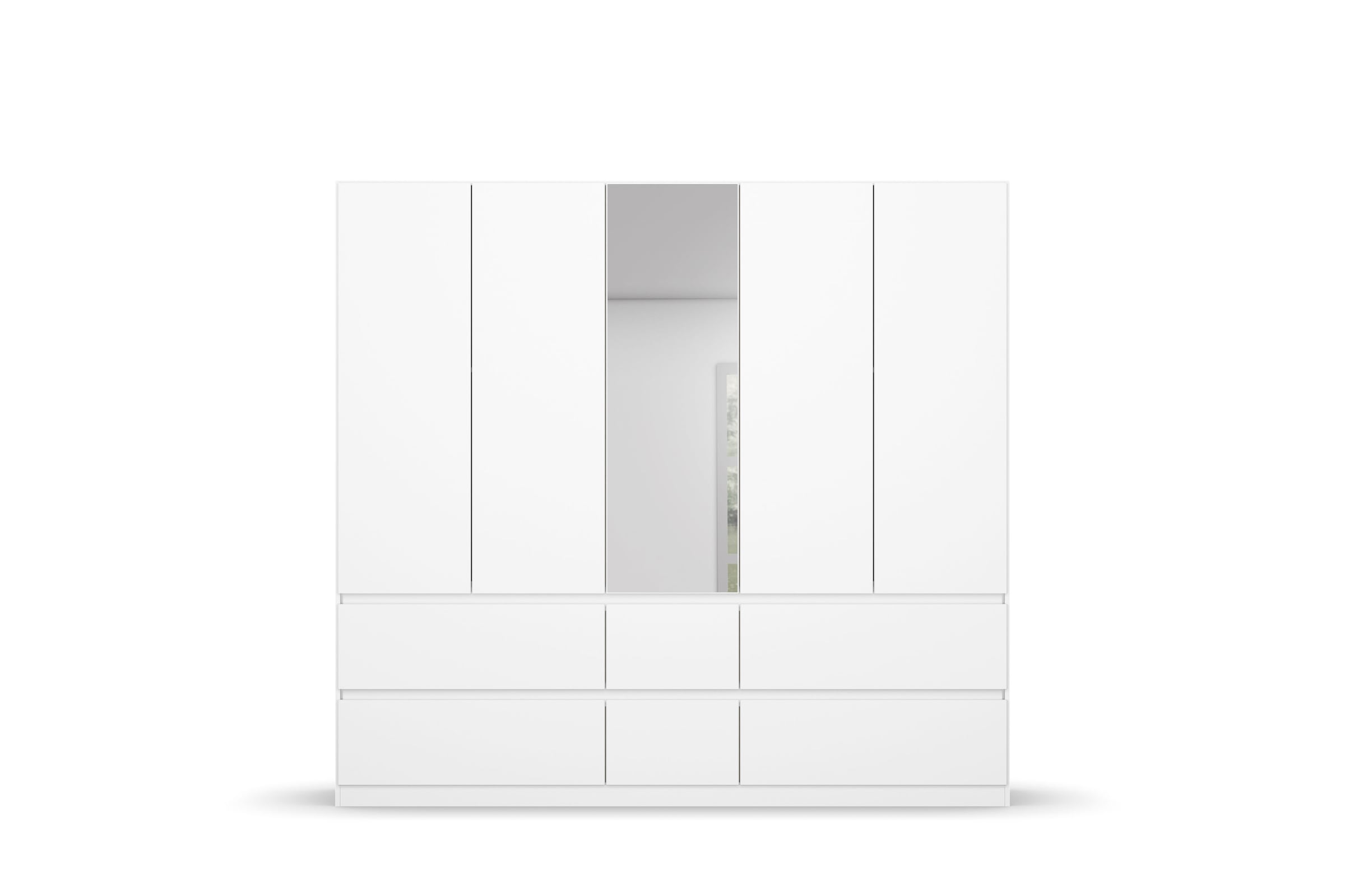 rauch Kleiderschrank »Schrank Garderobe Schlafzimmerschrank Ankleide Mietswohnung MADRID« Alpinweiss, grifflose Front, Schubladen mit Griffmulde MADE IN GERMANY