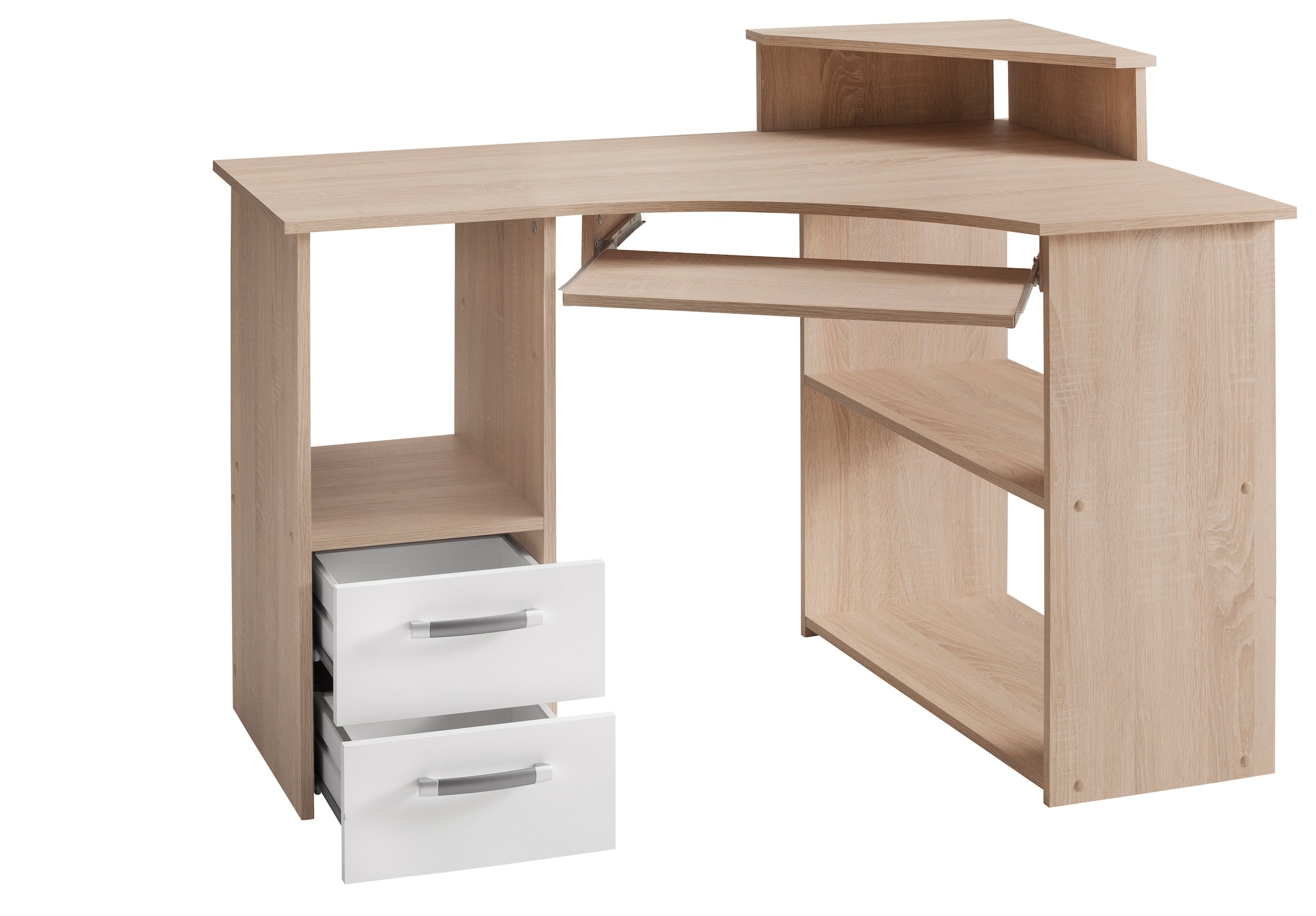 VOGL Möbelfabrik Bureau »Sam« Eckschreibtisch, Tastaturauszug, Monitoraufsatz & opt. Towerfach