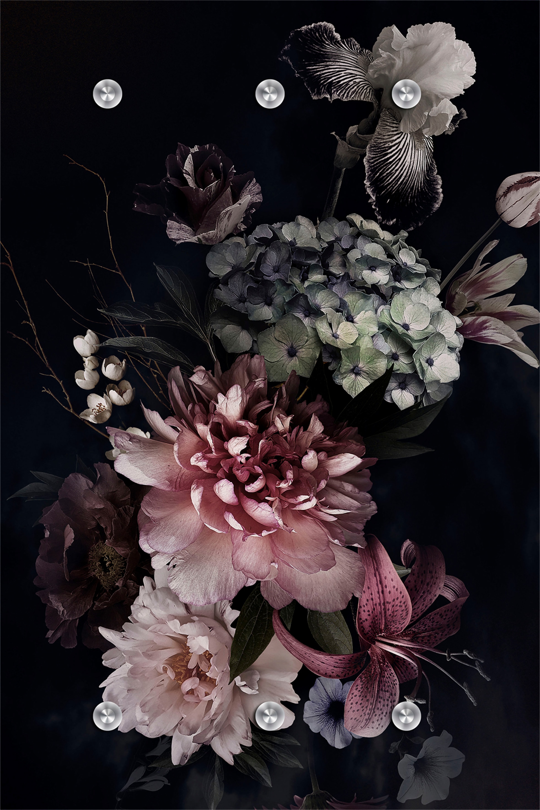 Image of queence Garderobenleiste "Blumen" mit 6 Haken, 80 x 120 cm