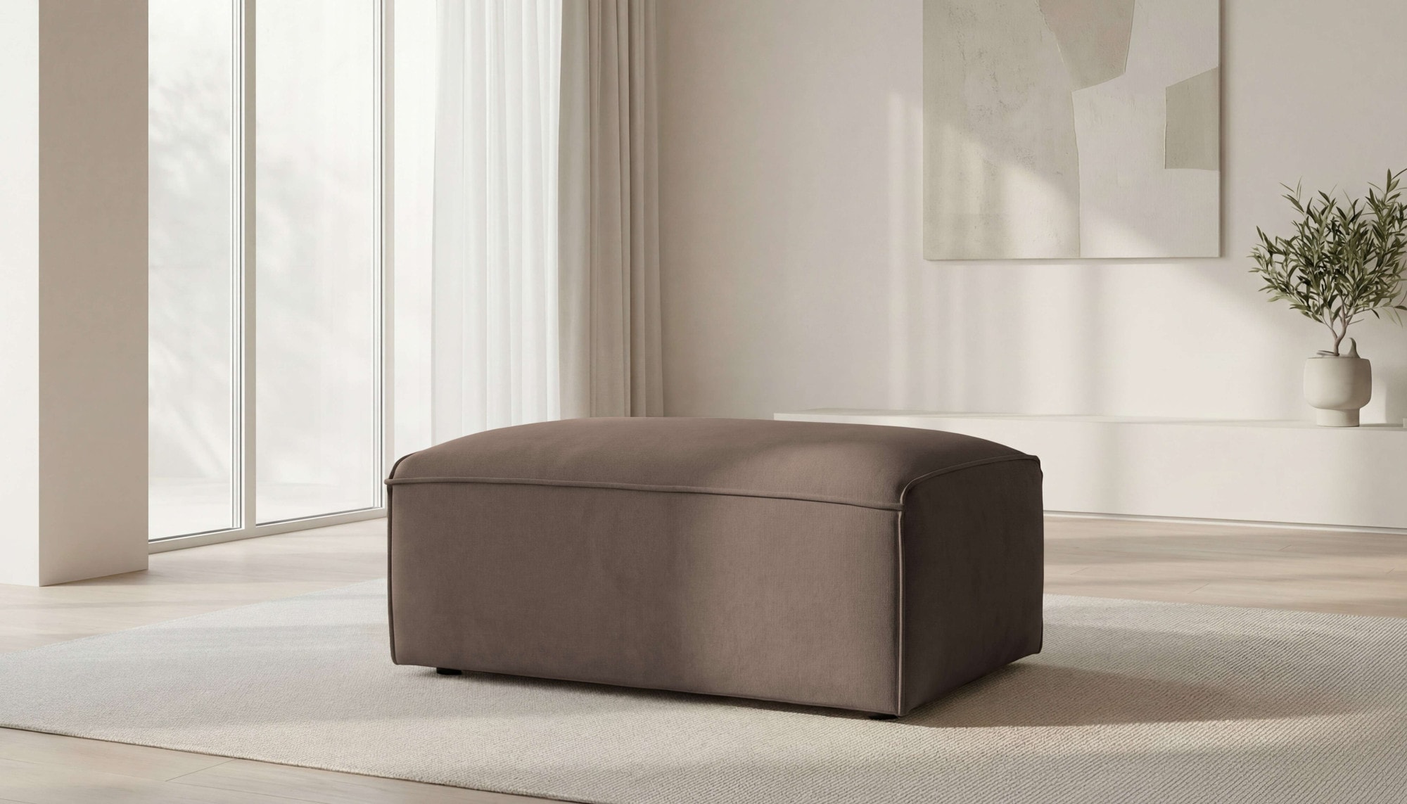 GOODproduct Polsterhocker »Mittell, Chenille« 102x61 cm, bodentief