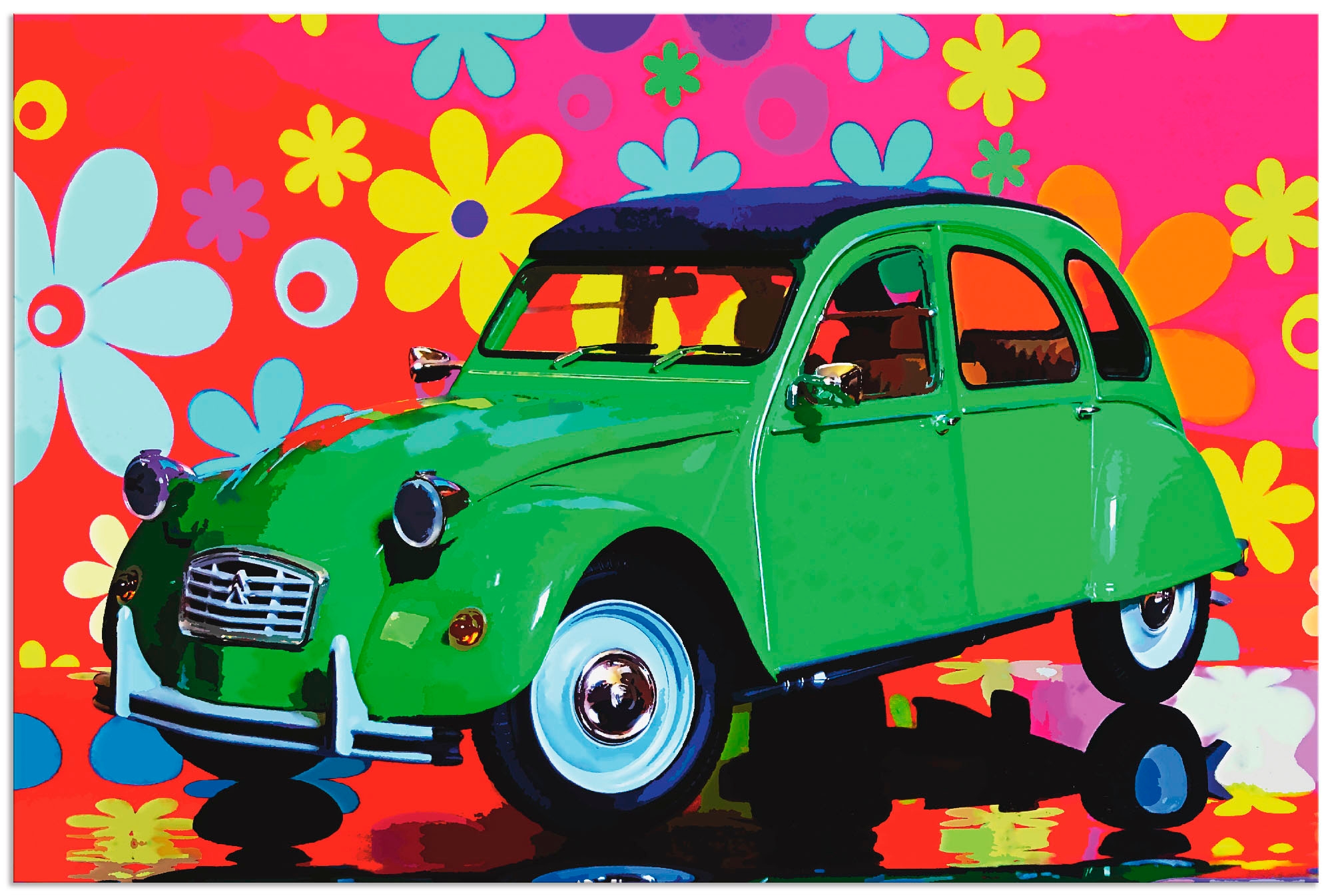 Image of Artland Alu-Dibond-Druck "CitroÃ"n 2CV grün" Auto 1 Stk. tlg. für Innen- und Aussenbereich geeignet, Outdoorbild