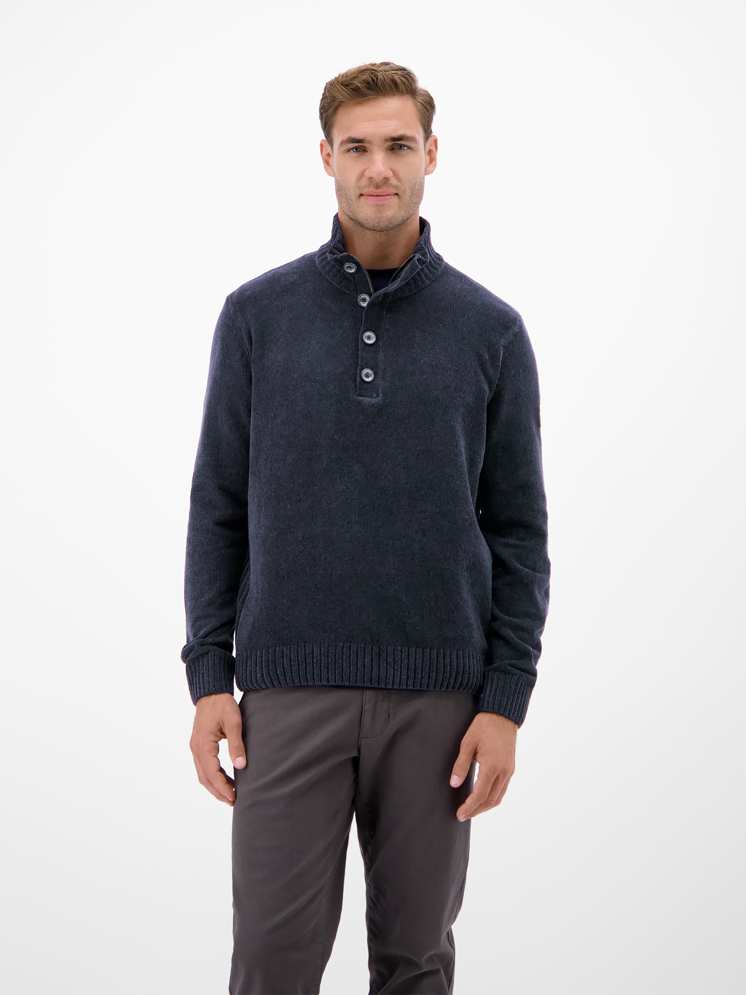 Image of LERROS Strickpullover Chenille-Pullover mit Troyer