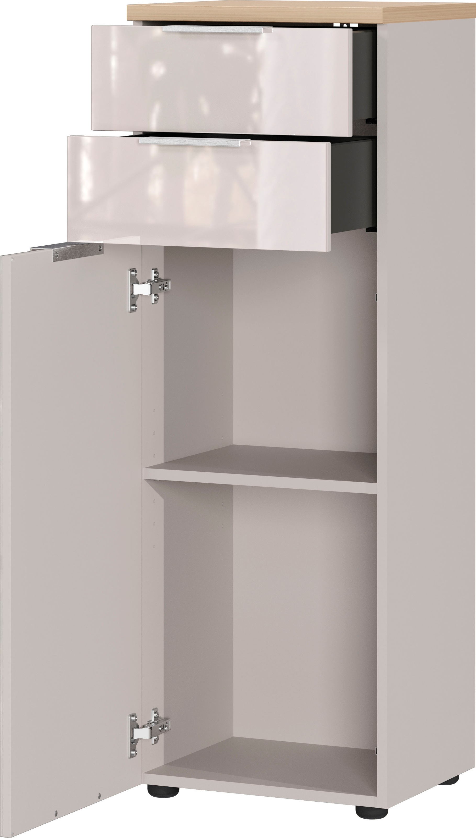 GERMANIA Armoire intermédiaire »Tavira« 1 cuis tlg. Midischrank mit Glasfronten und Selbsteinzug der Schubladen