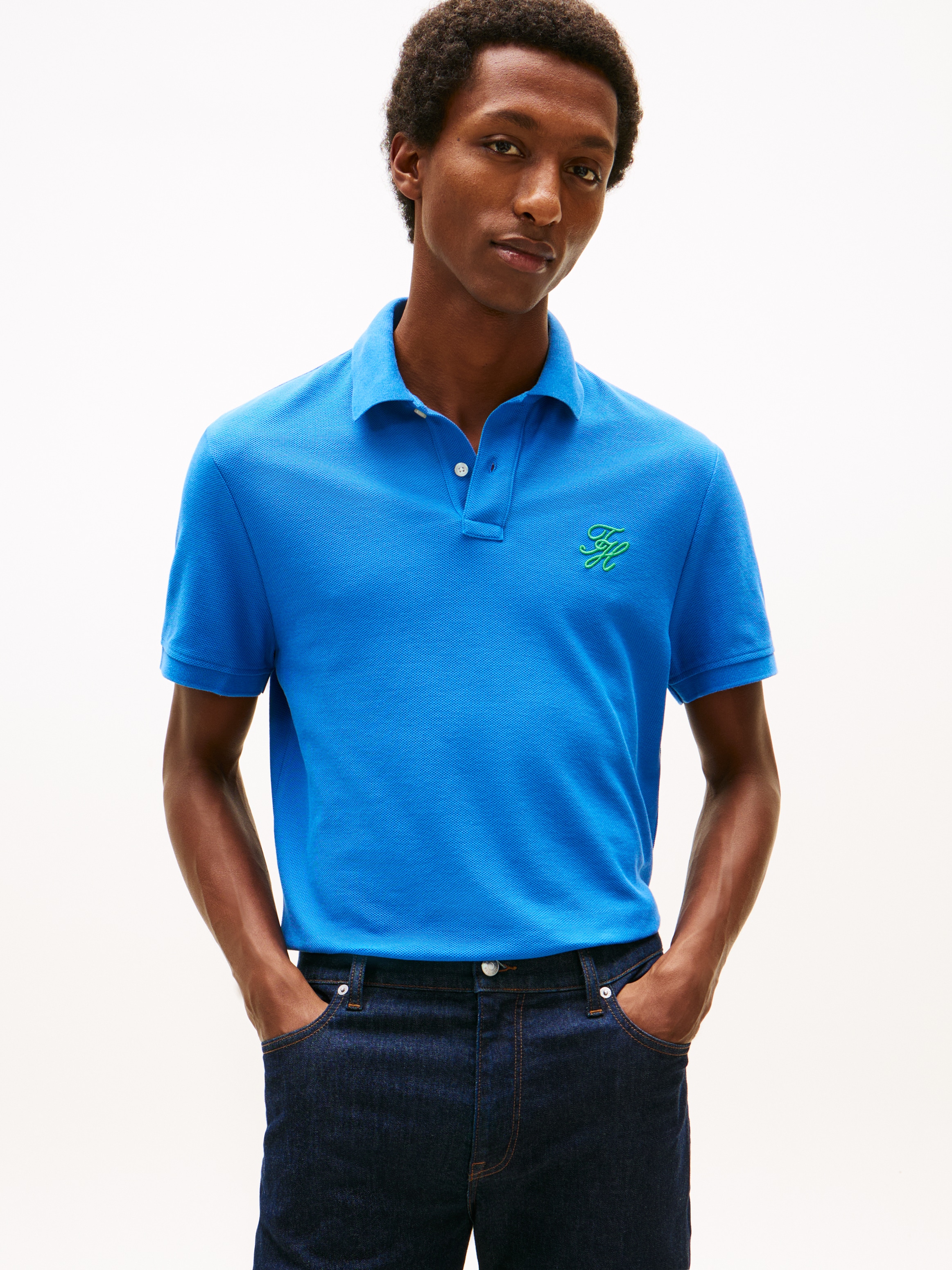 Image of Tommy Hilfiger Poloshirt "TH SCRIPT REGULAR" aus Piqué mit Logo
