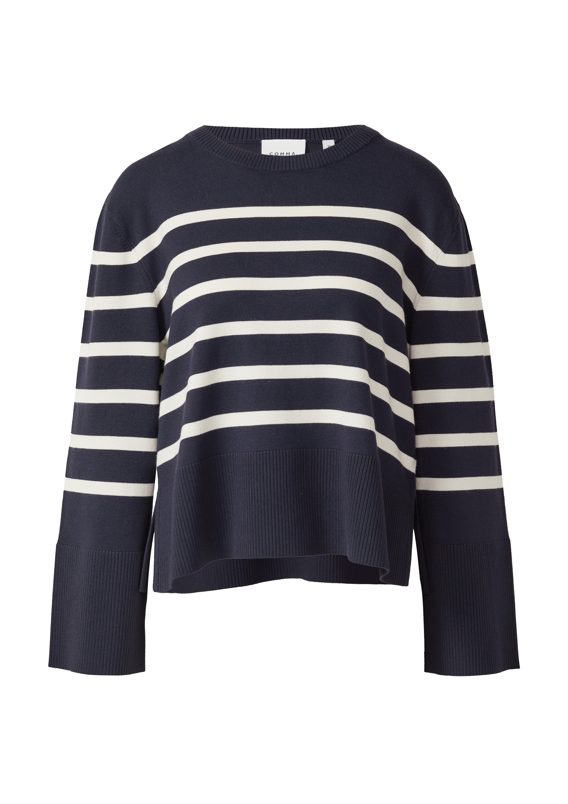 Comma Pull en tricot rayé, col rond