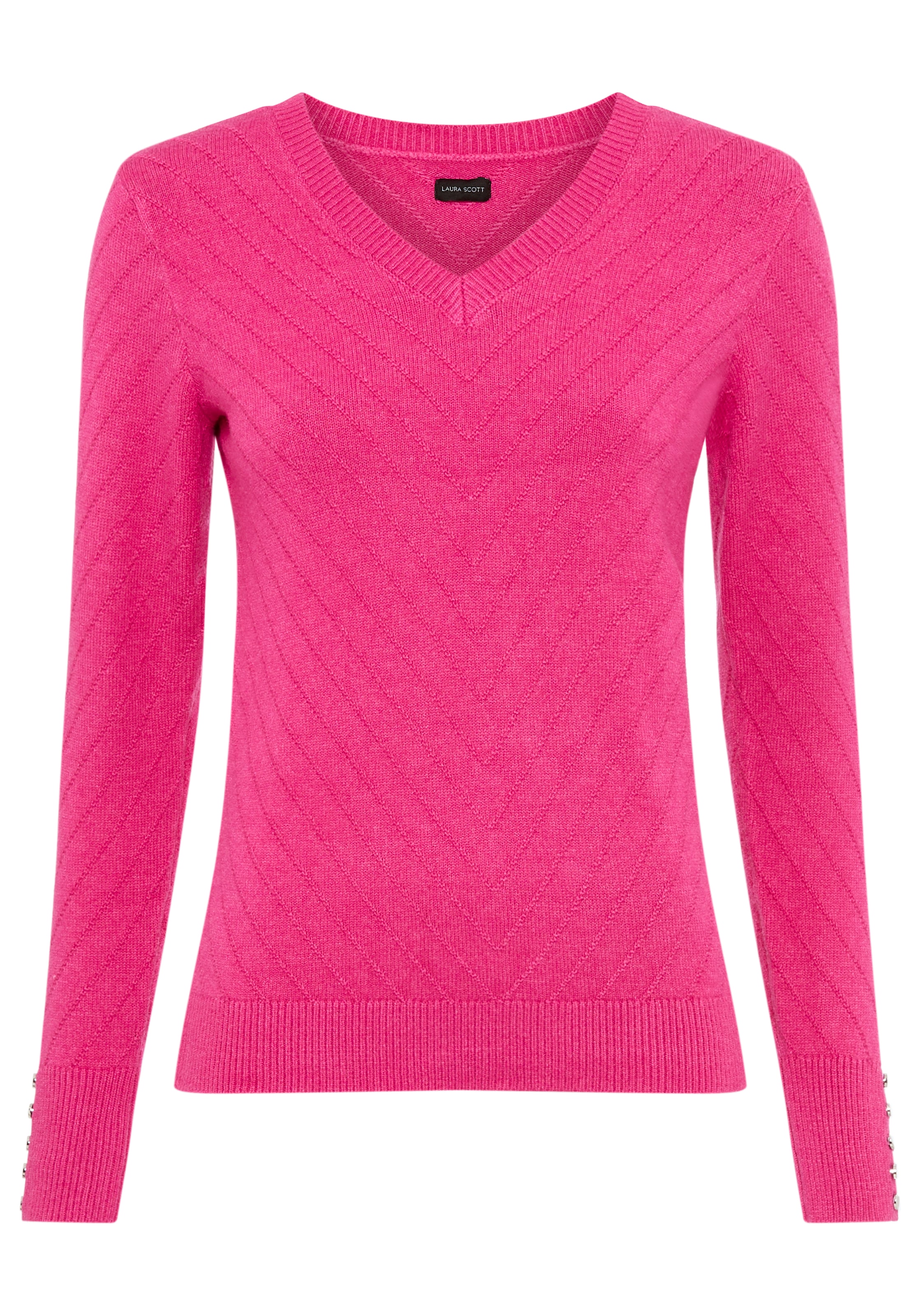 Laura Scott V-Ausschnitt-Pullover, mit Strukturstrick - NEUE KOLLEKTION