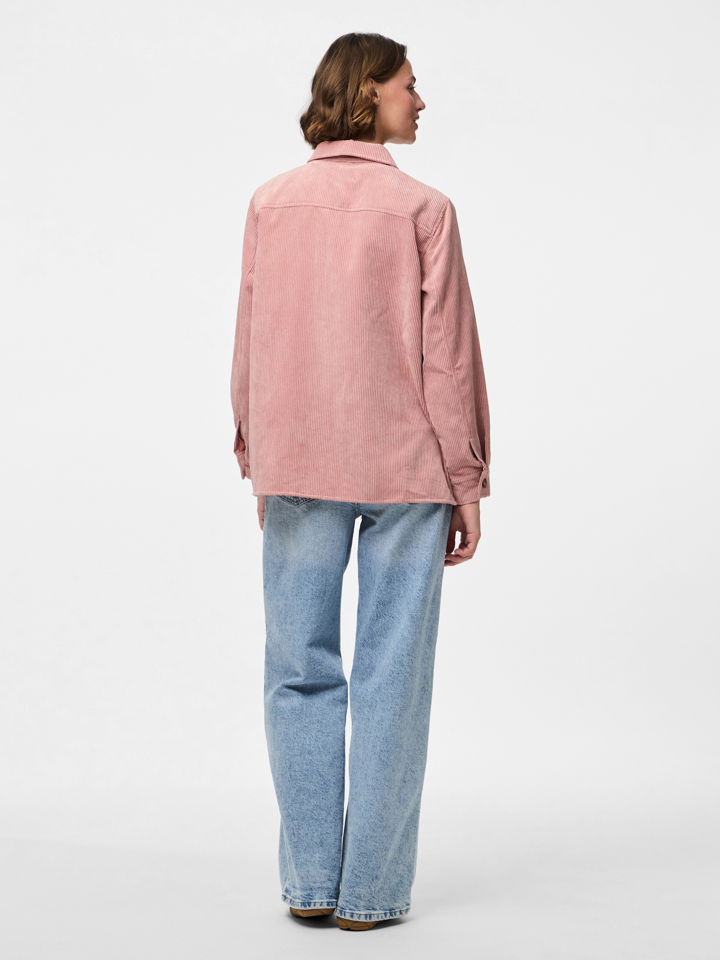 pieces Blouse chemise »PCEFFI LS SHIRT WVN NOOS« Materialmix, loose fit