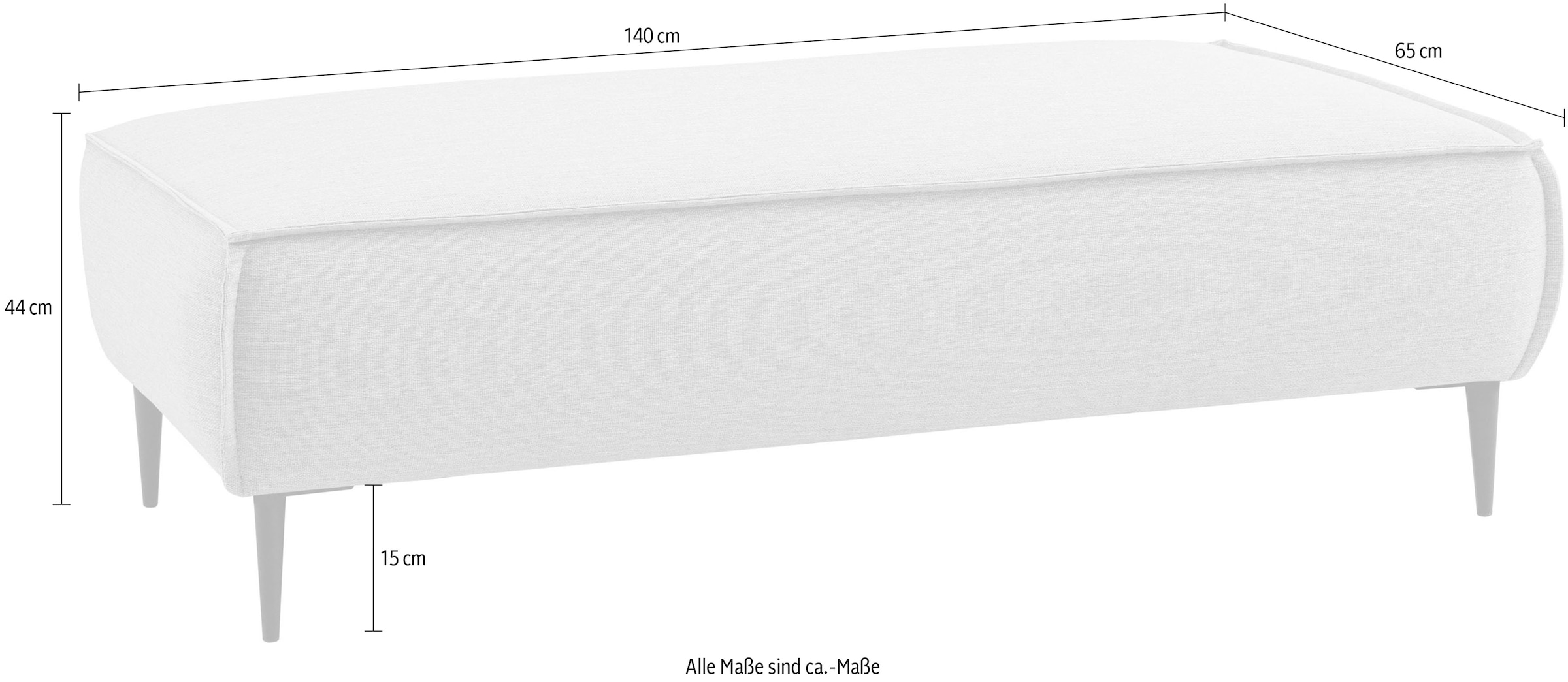 Home affaire Hocker »TVINNU, mit Kedernaht, Cord u. Flachgewebe« zur Serie TVINNU, gemütlicher Sitzkomfort, rechteckig, schwarze Füsse