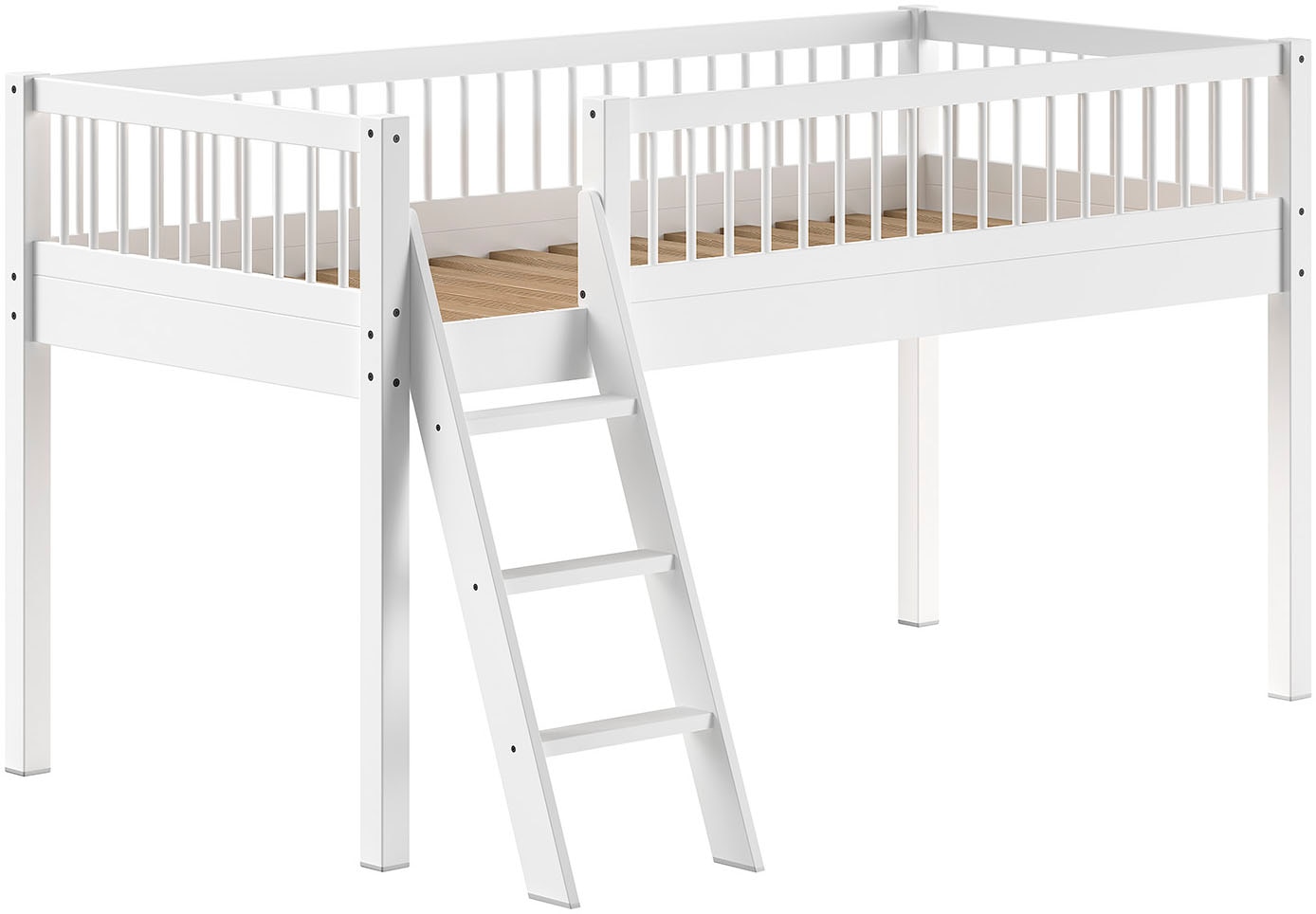 Vipack Spielbett Made in Europe,  aus massiver Eiche geölt, LF 90x2000cm, RR, Leiter u. Absturzschutz