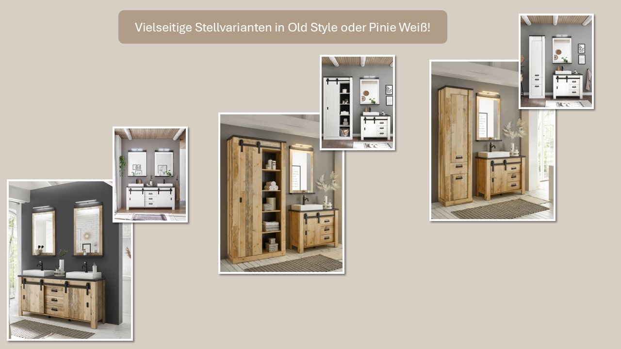 Home affaire Badspiegel »SHERWOOD, Spiegel im modernen Design«, (1 St.), in 2 Farben verfügbar, inkl. LED-Beleuchtung, mit Ablageboden
